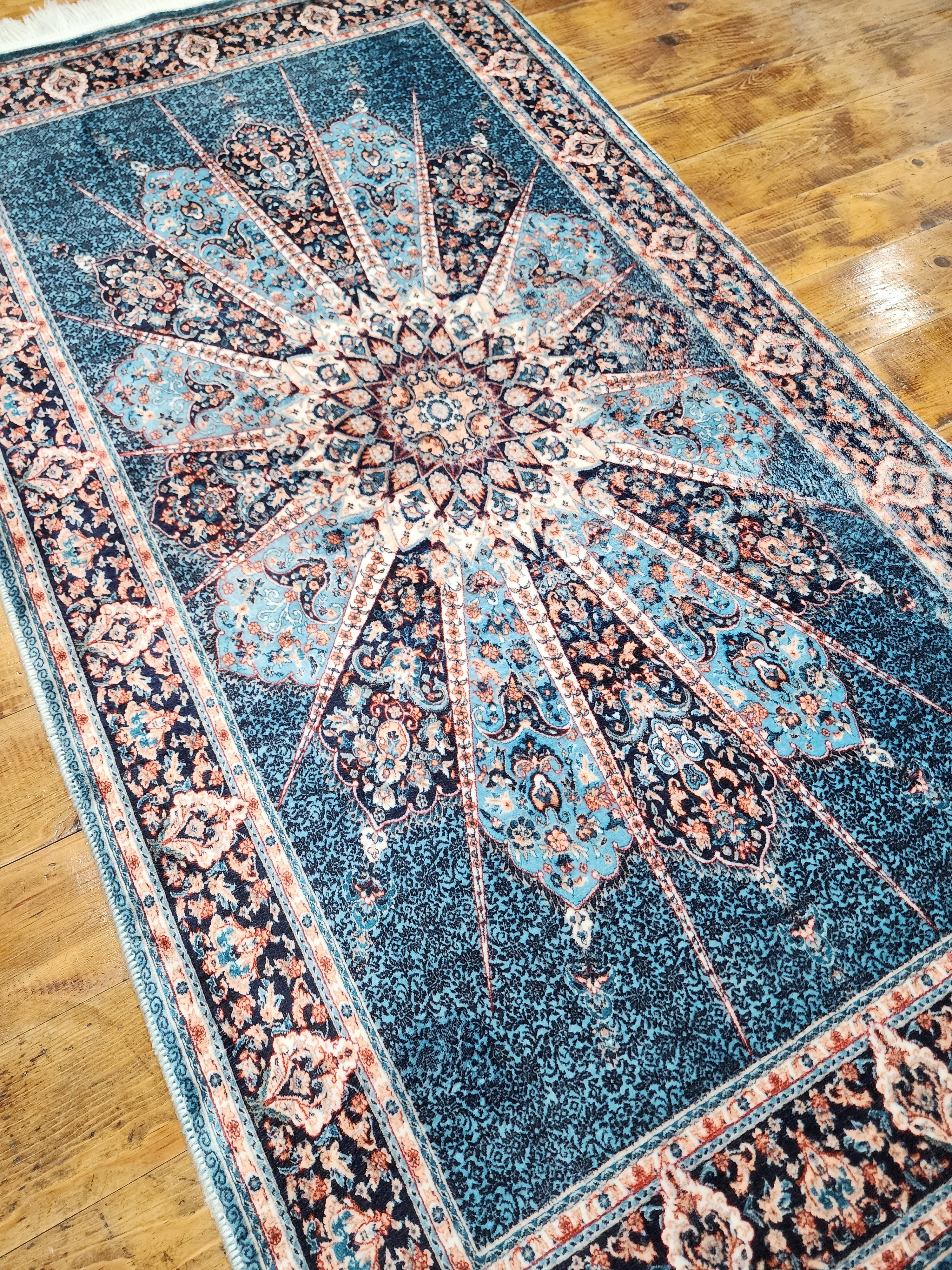 TAPIS TURC EN SOIE DE BAMBOU, TAPIS DE SOL EN SOIE VISCOSE ORIENTAL DE STYLE PERSAN POUR HALL ENTRÉE SALON OU CHAMBRE À COUCHER 2 PIEDS X 3 PIEDS