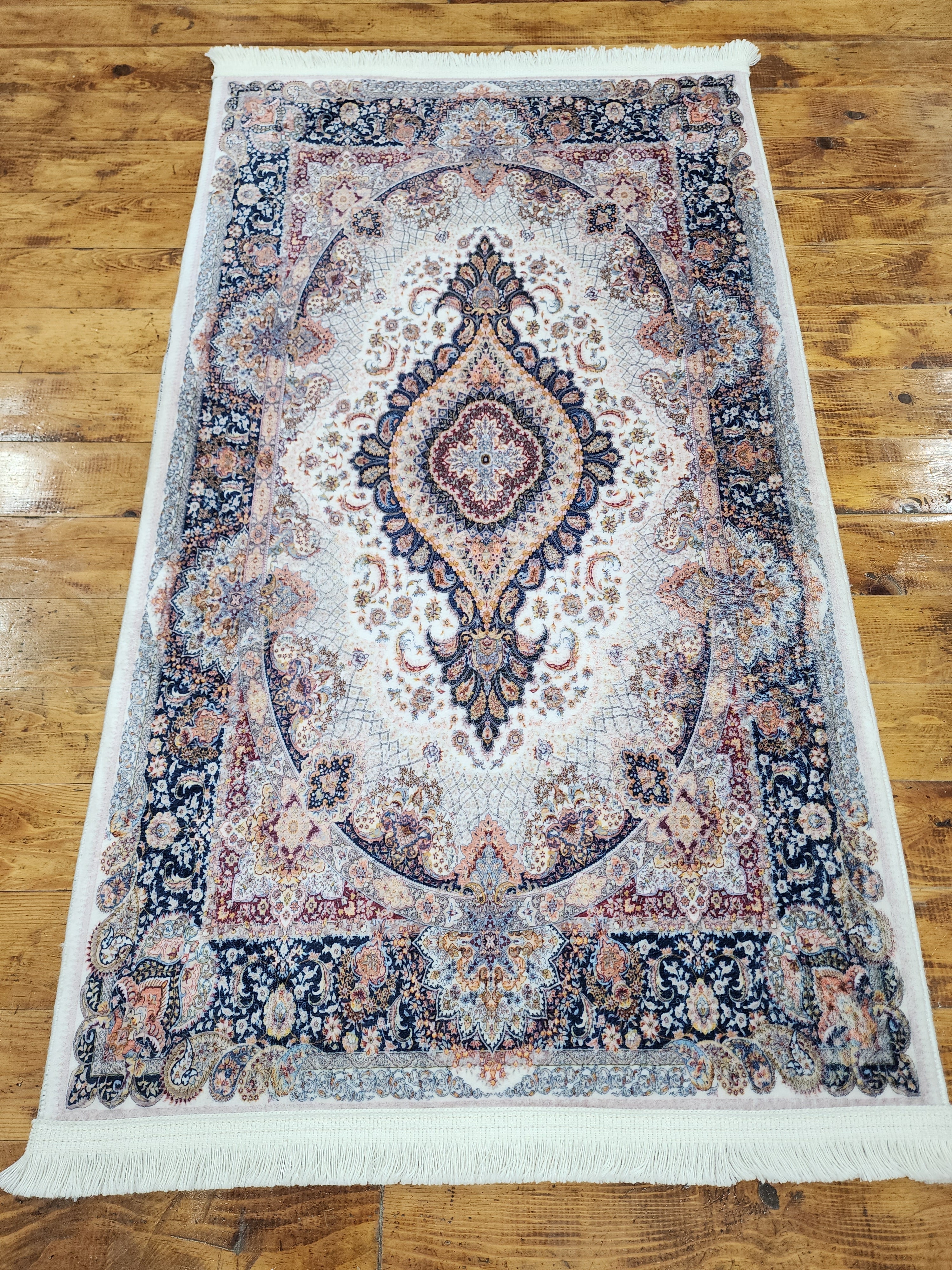 TURKISH BAMBOO SILK RUG, PERSIAN STYLE ORIENTAL VISCOSE SILK FLOOR RUG FOR HALL ENTRY LIVING ROOM OR BEDROOM 2 FT X 3 FT