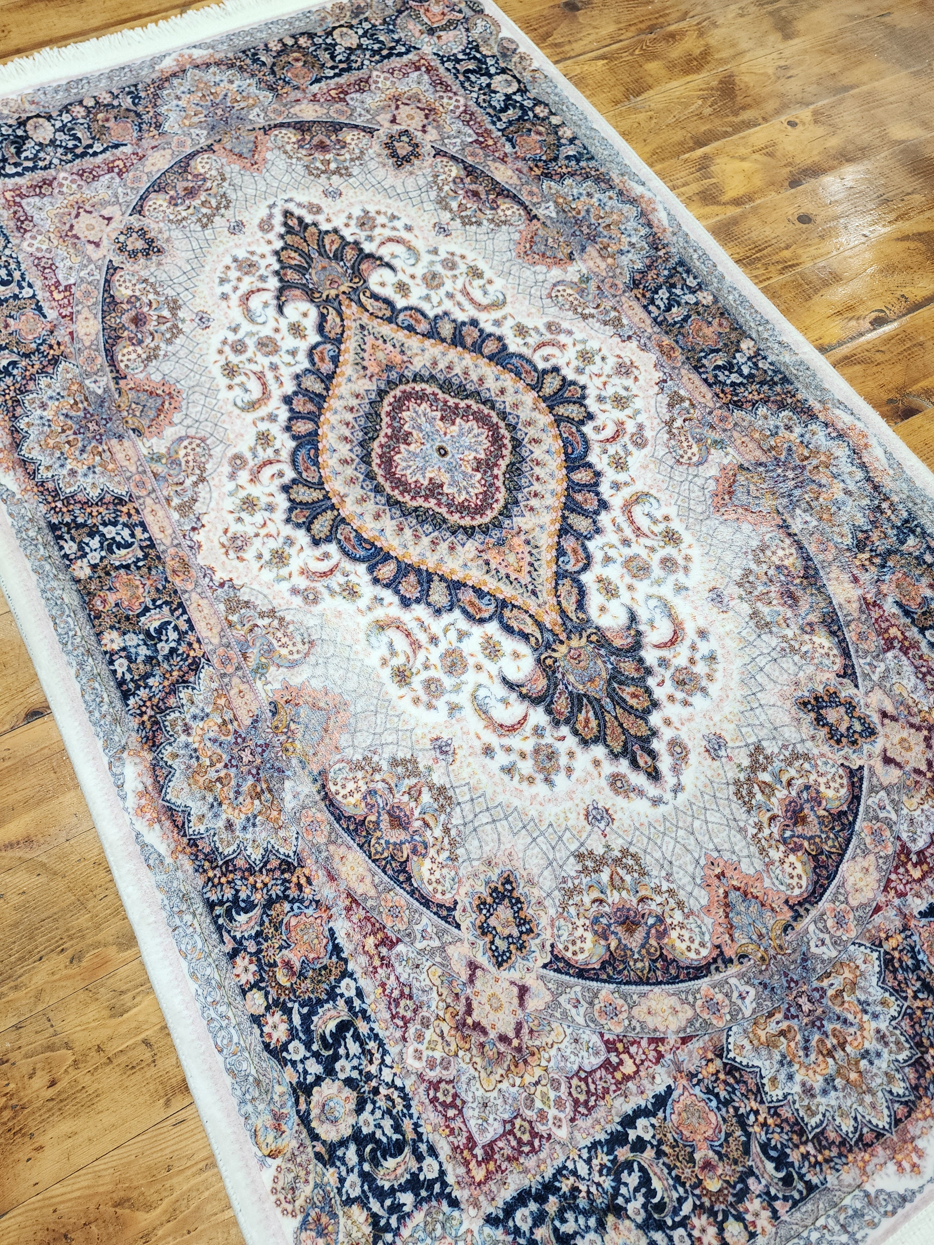 vintage Persian Silk Small Rug — detail texture