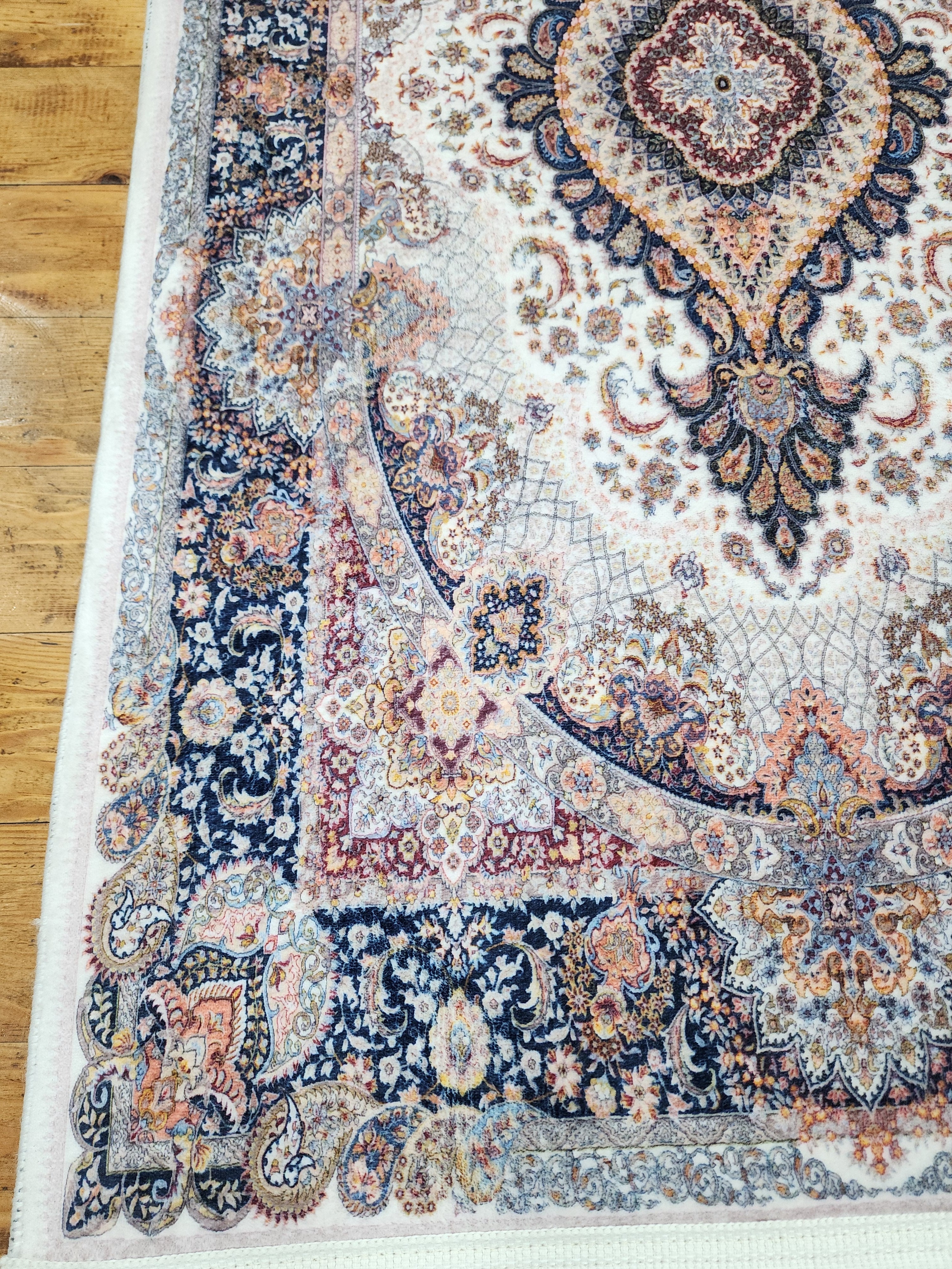 vintage Persian Silk Small Rug — pattern close-up
