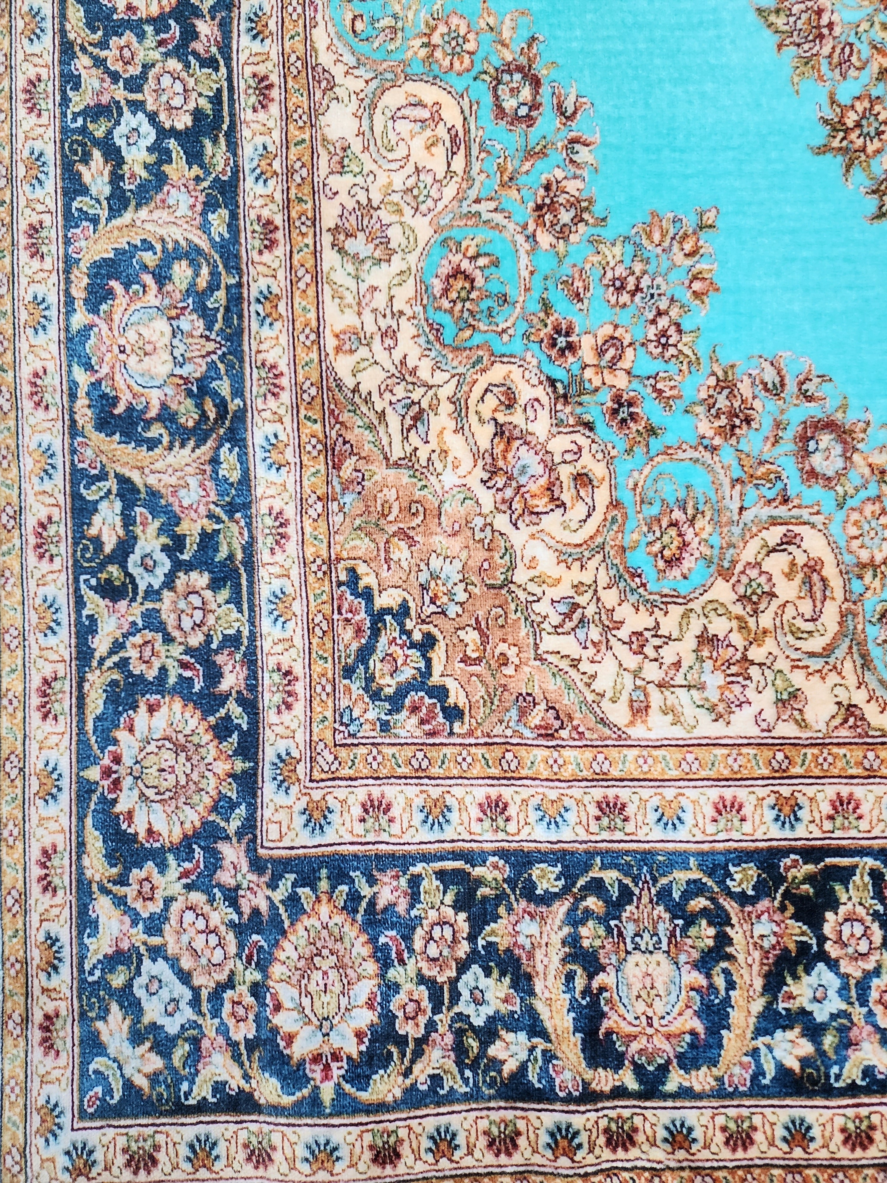 vintage Persian Silk Small Rug — pattern close-up