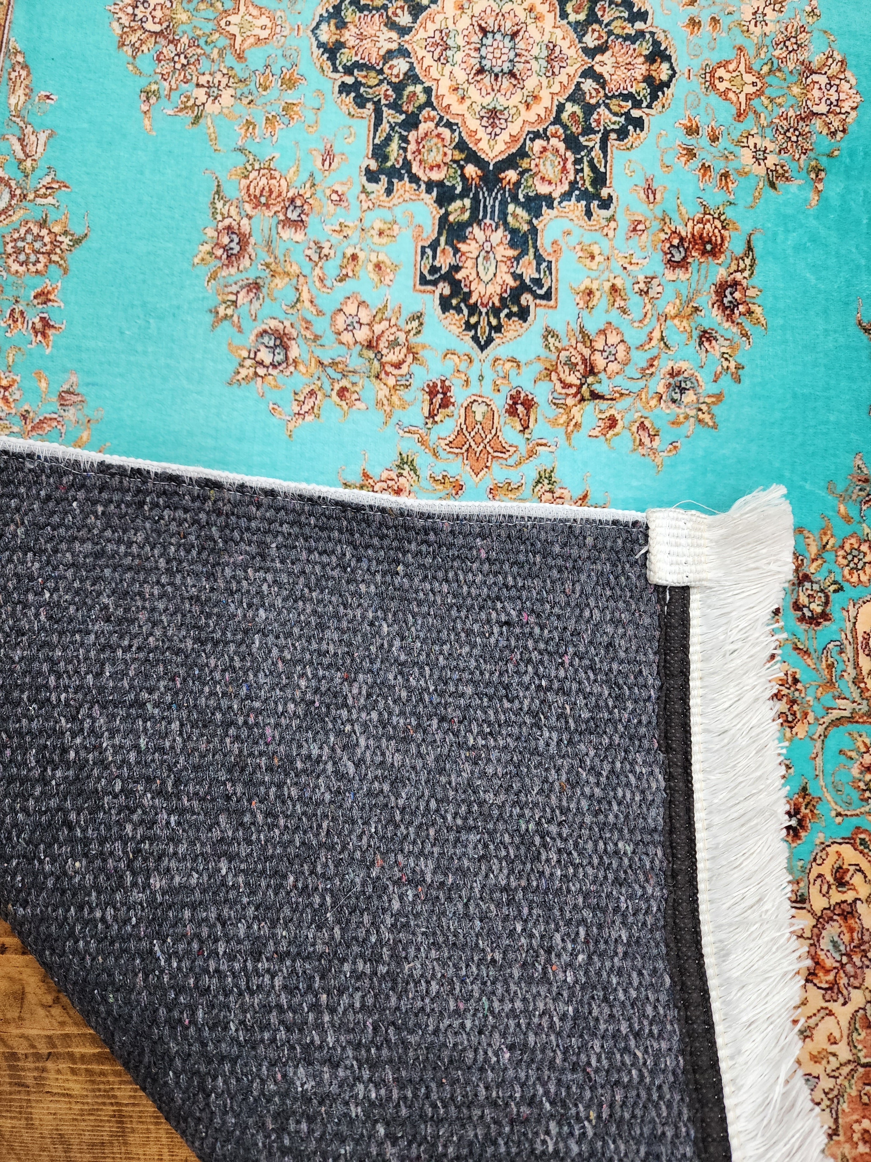 vintage Persian Silk Small Rug — in setting