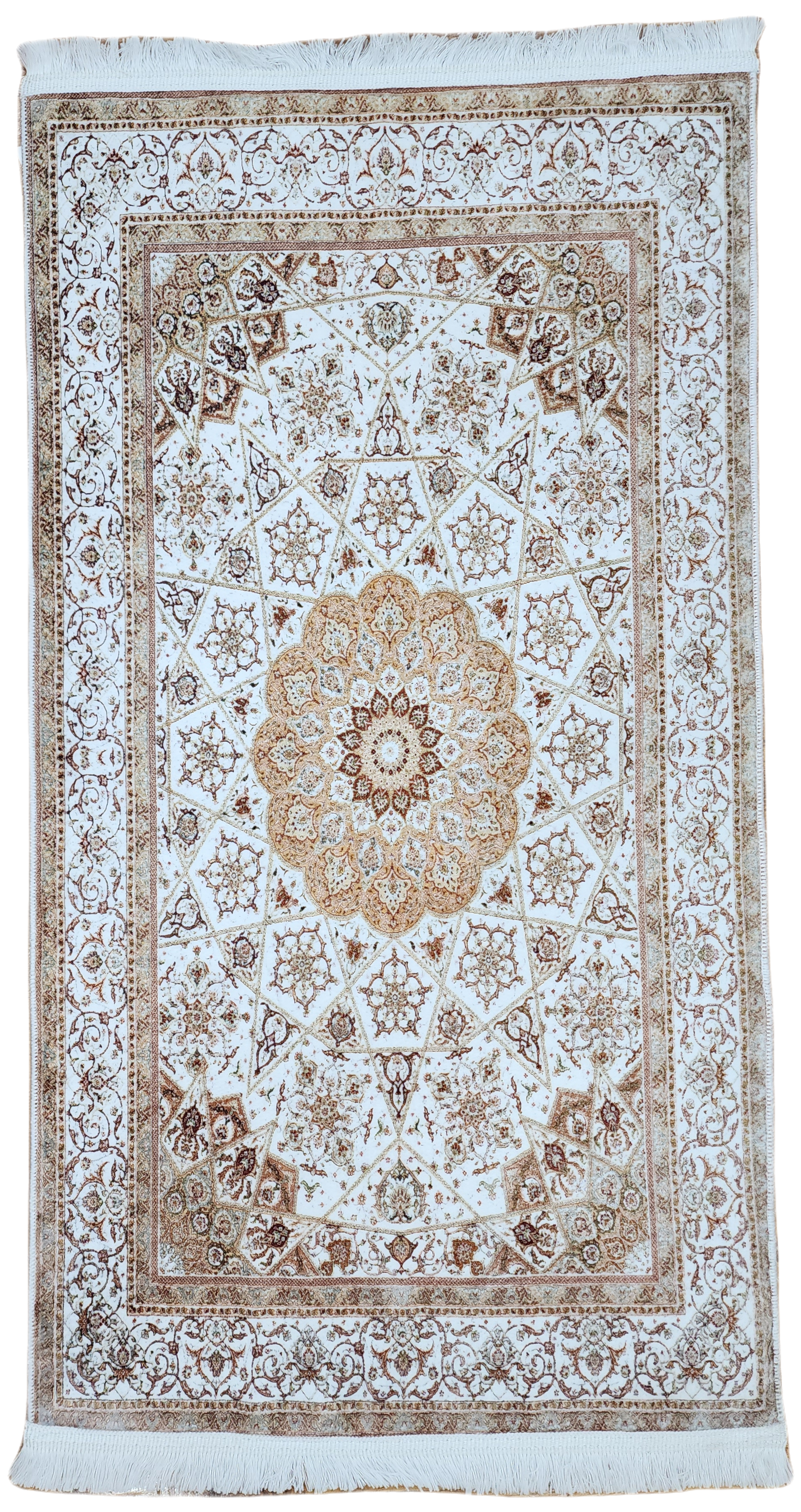 TURKISH BAMBOO SILK RUG, PERSIAN STYLE ORIENTAL VISCOSE SILK FLOOR RUG FOR HALL ENTRY LIVING ROOM OR BEDROOM 2 FT X 3 FT