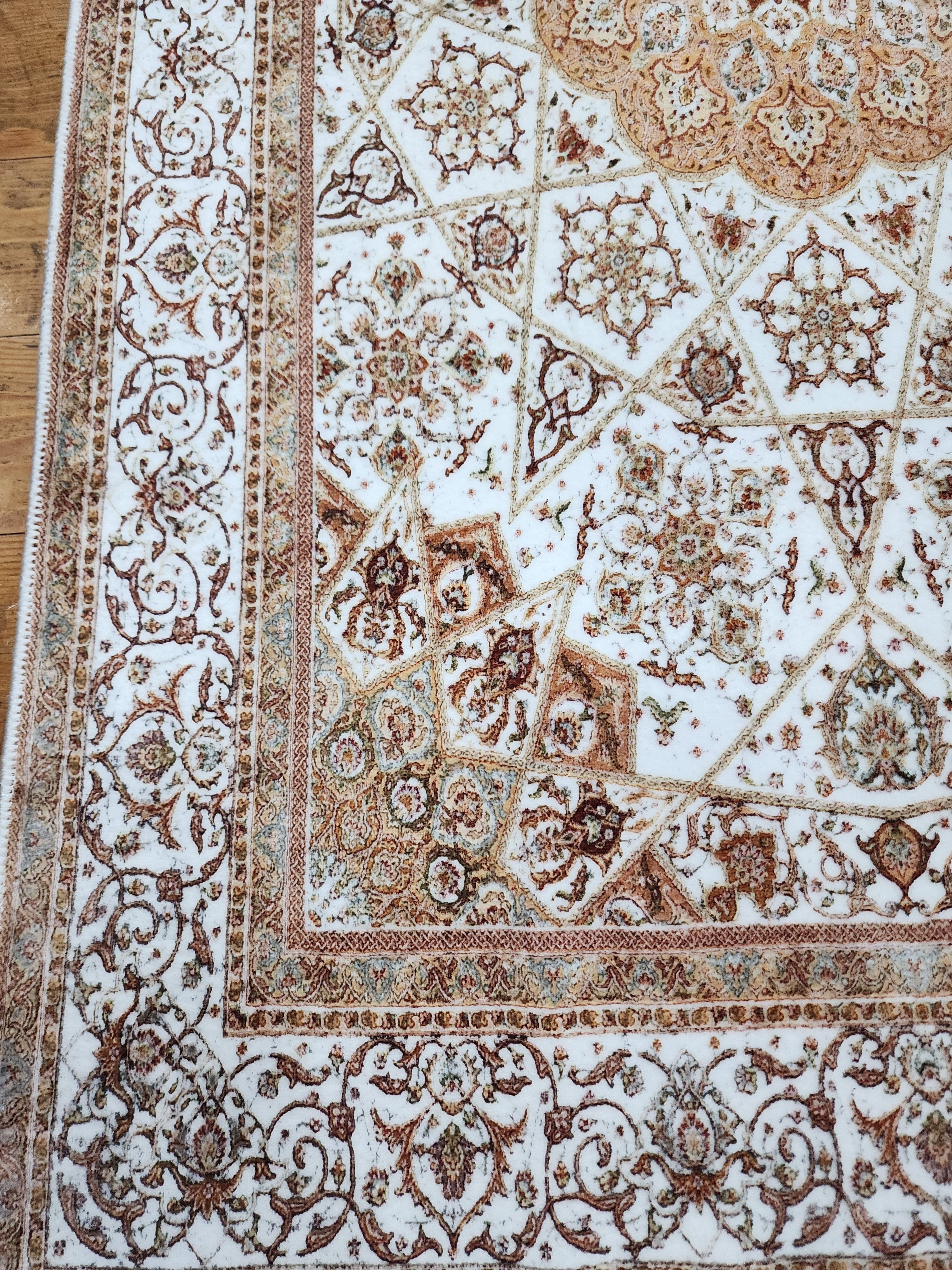 vintage Persian Silk Small Rug — pattern close-up