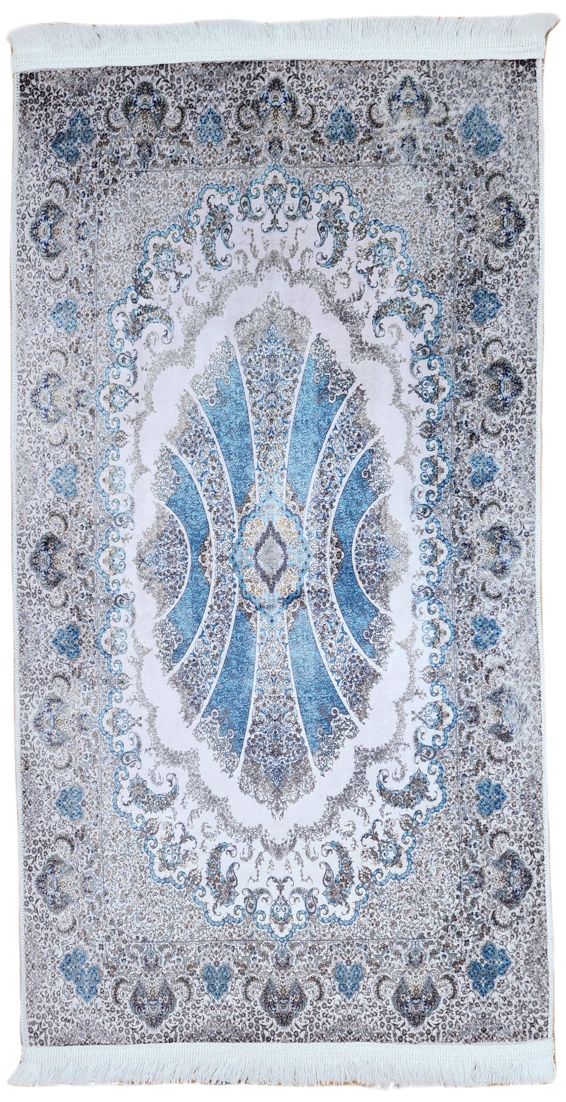 TURKISH BAMBOO SILK RUG, PERSIAN STYLE ORIENTAL VISCOSE SILK FLOOR RUG FOR HALL ENTRY LIVING ROOM OR BEDROOM 2 FT X 3 FT