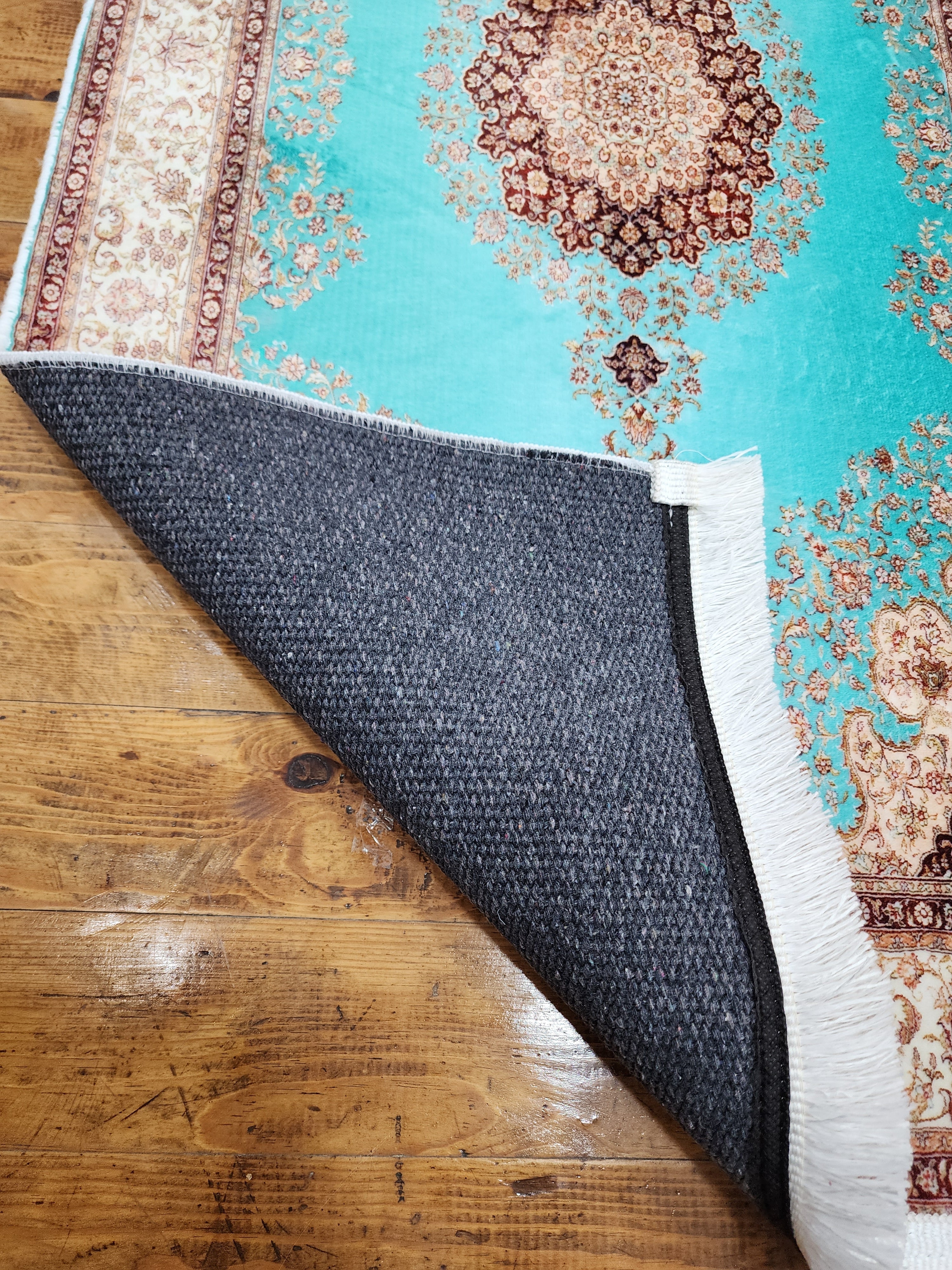 vintage Persian Silk Small Rug — in setting