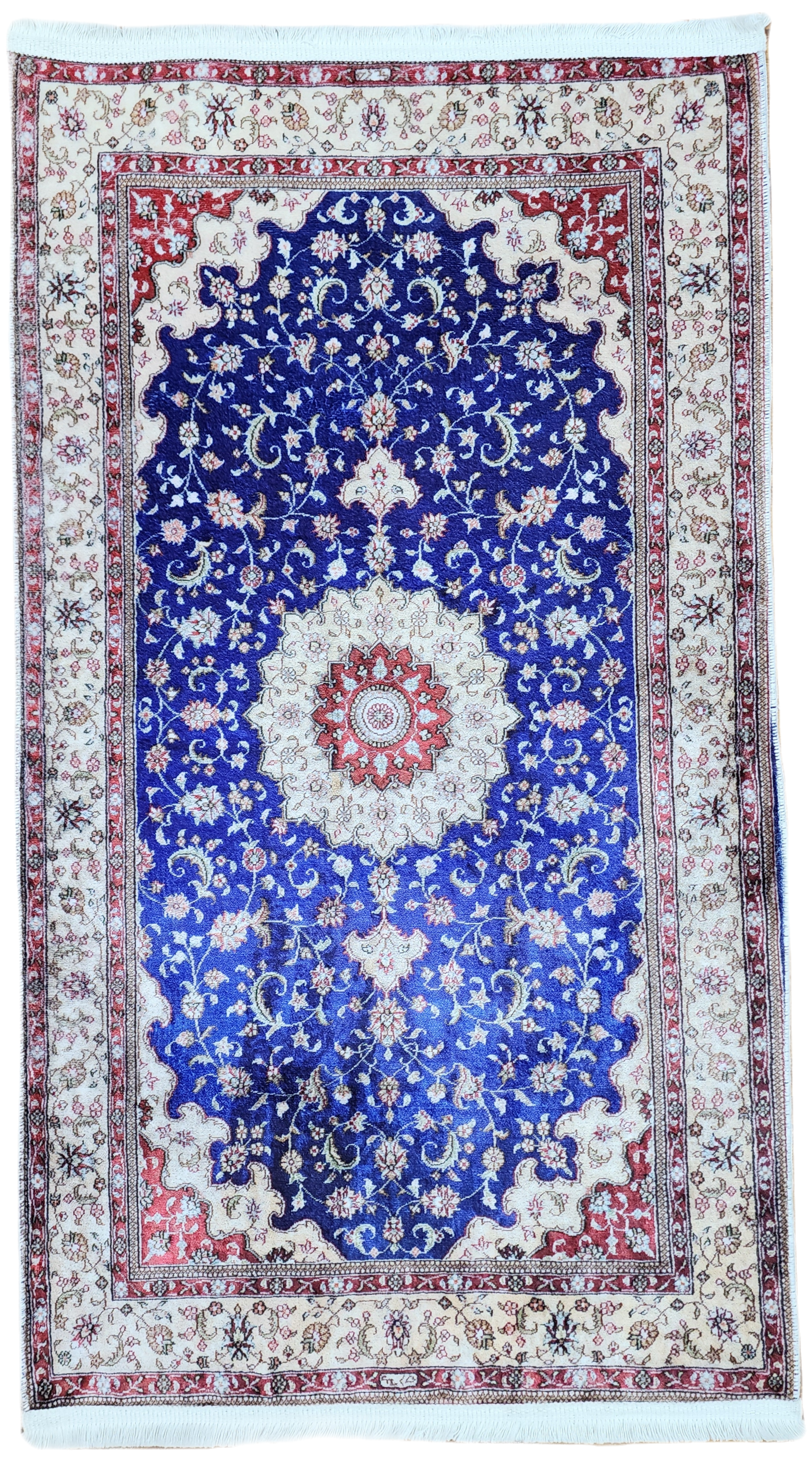 TURKISH BAMBOO SILK RUG, PERSIAN STYLE ORIENTAL VISCOSE SILK FLOOR RUG FOR HALL ENTRY LIVING ROOM OR BEDROOM 2 FT X 3 FT