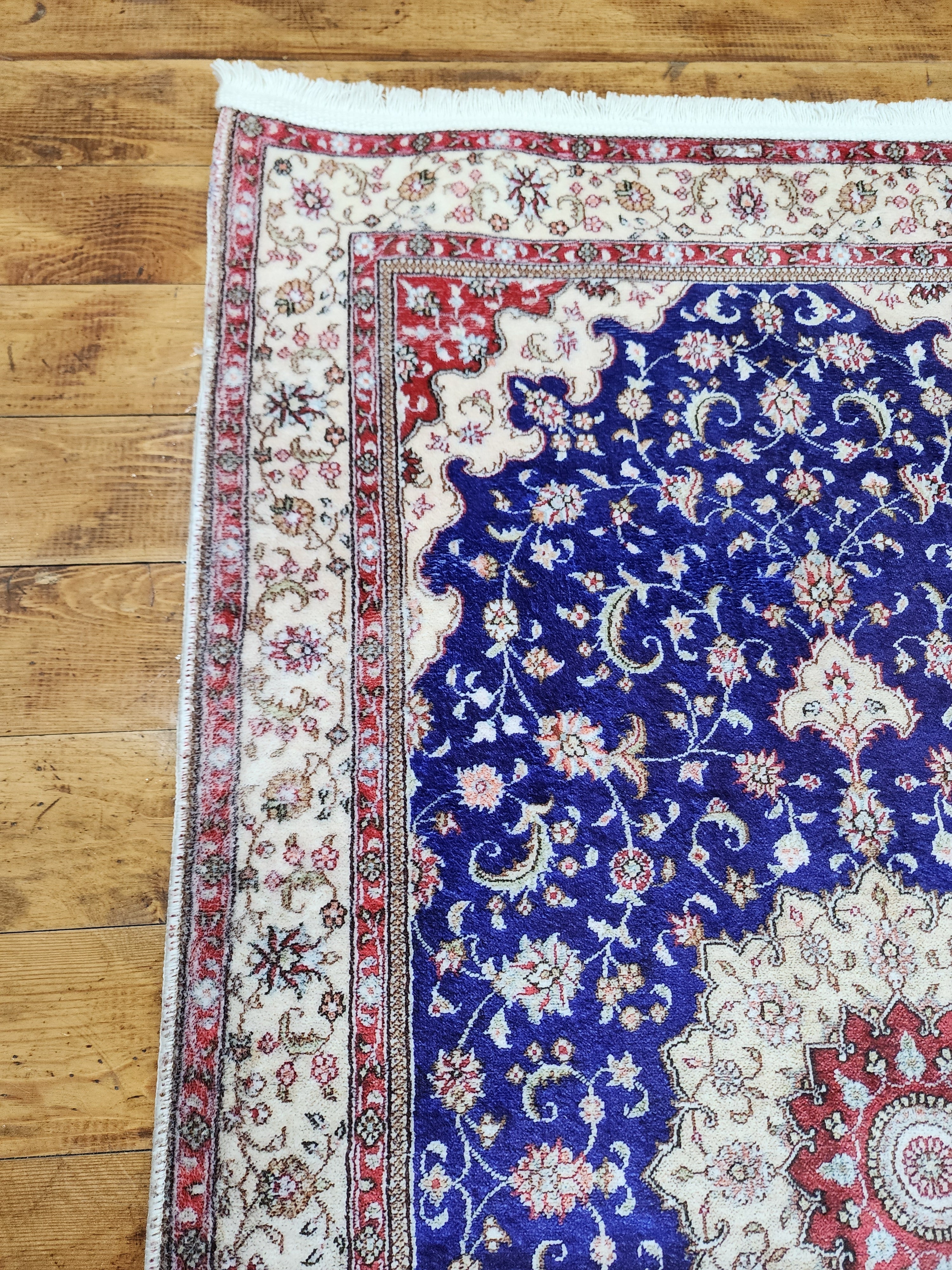 vintage Persian Silk Small Rug — pattern close-up
