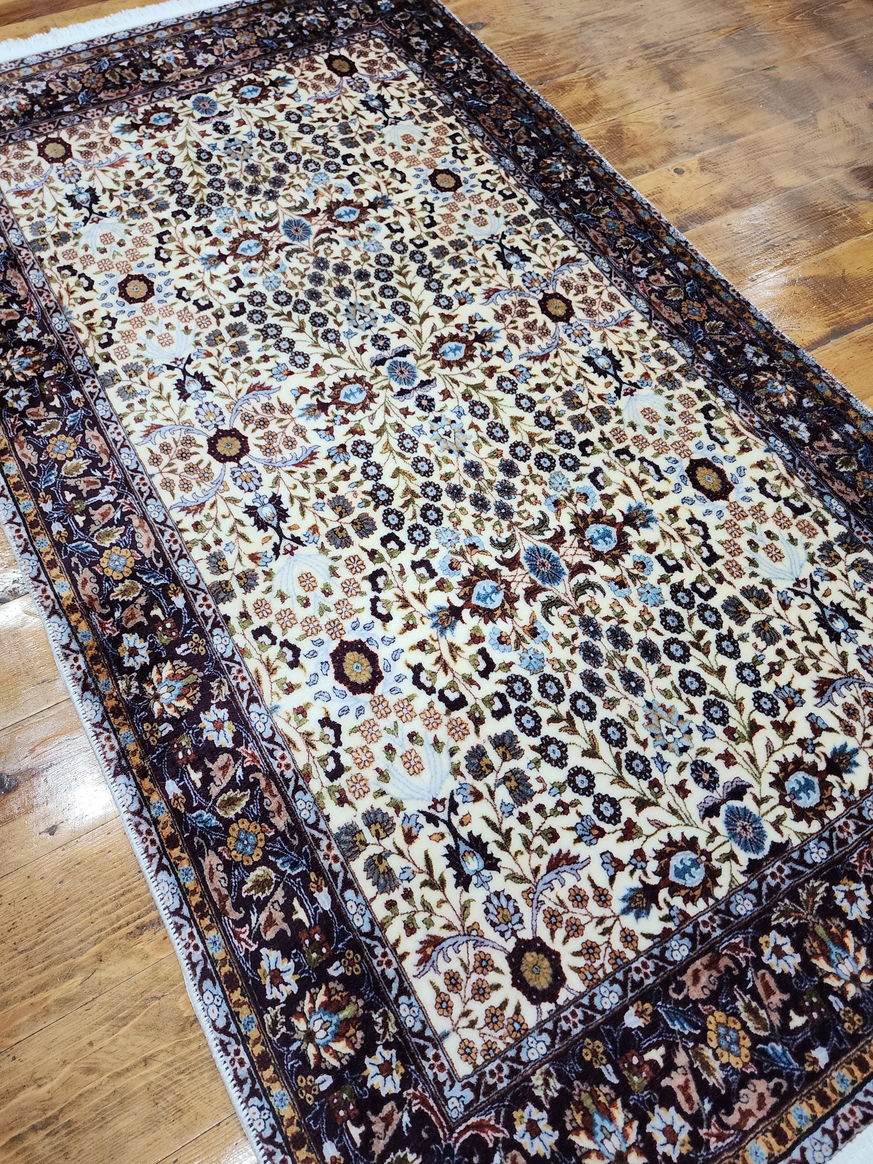 TAPIS TURC EN SOIE DE BAMBOU, TAPIS DE SOL EN SOIE VISCOSE ORIENTAL DE STYLE PERSAN POUR HALL ENTRÉE SALON OU CHAMBRE À COUCHER 2 PIEDS X 3 PIEDS