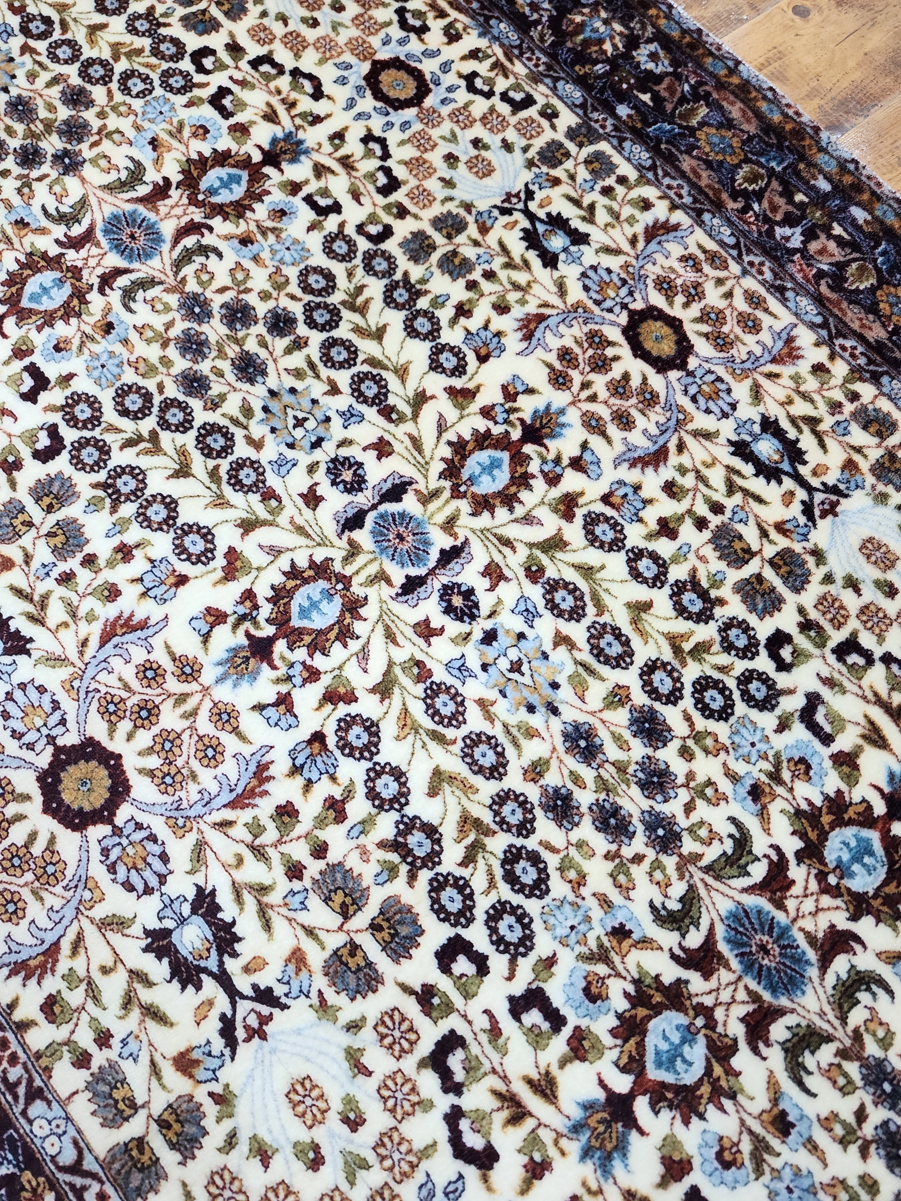 vintage Persian Silk Small Rug — pattern close-up