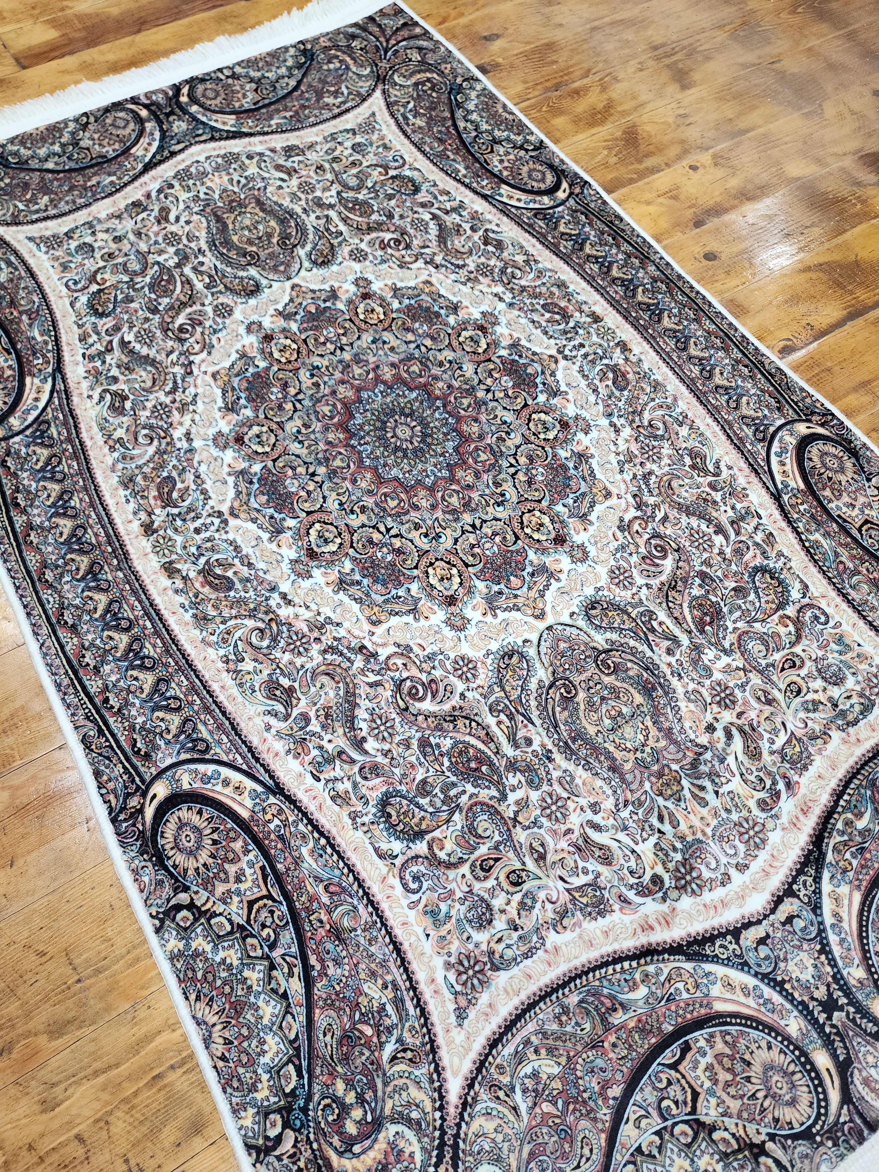 vintage Persian Silk Small Rug — detail texture