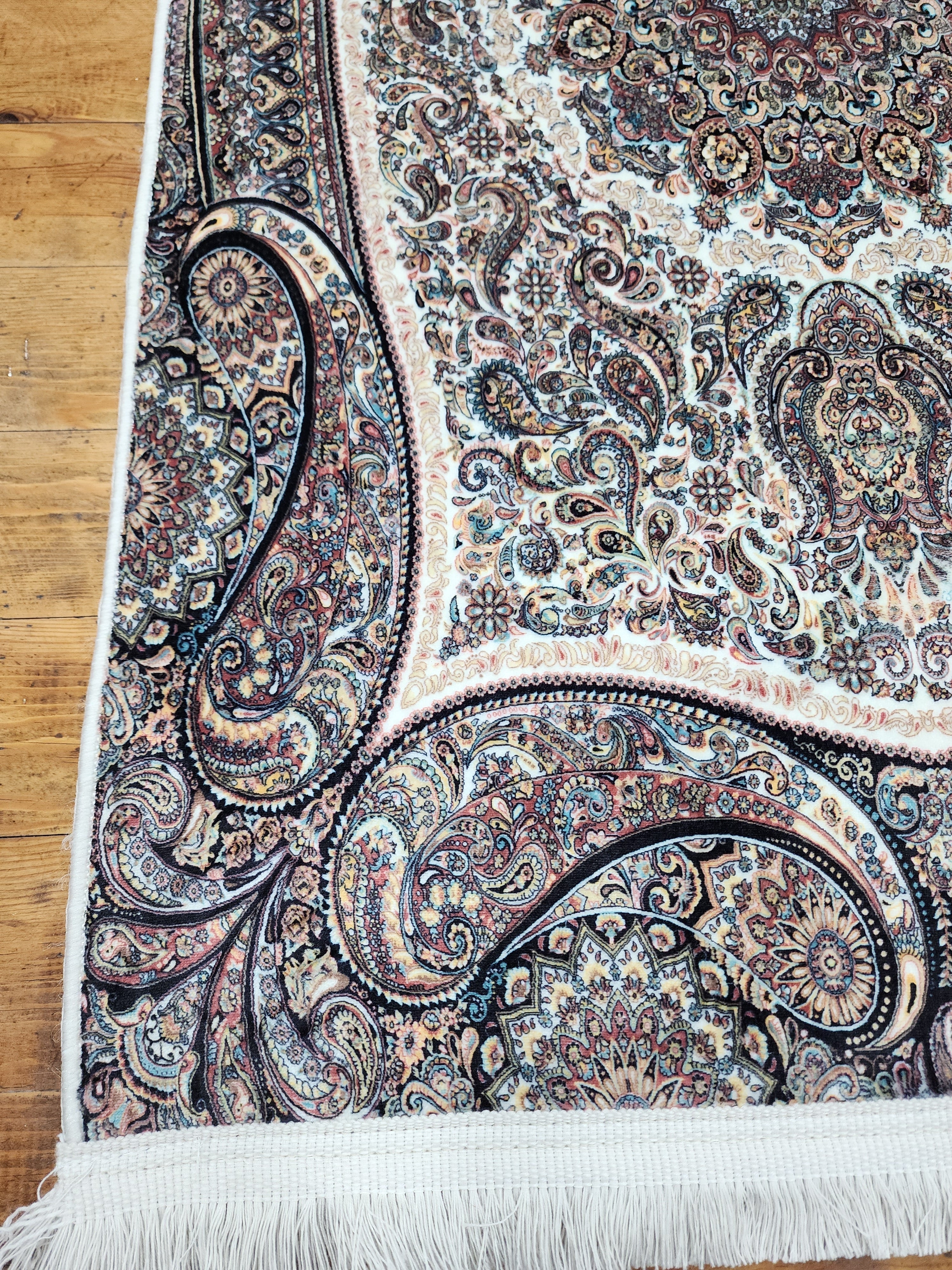 vintage Persian Silk Small Rug — pattern close-up
