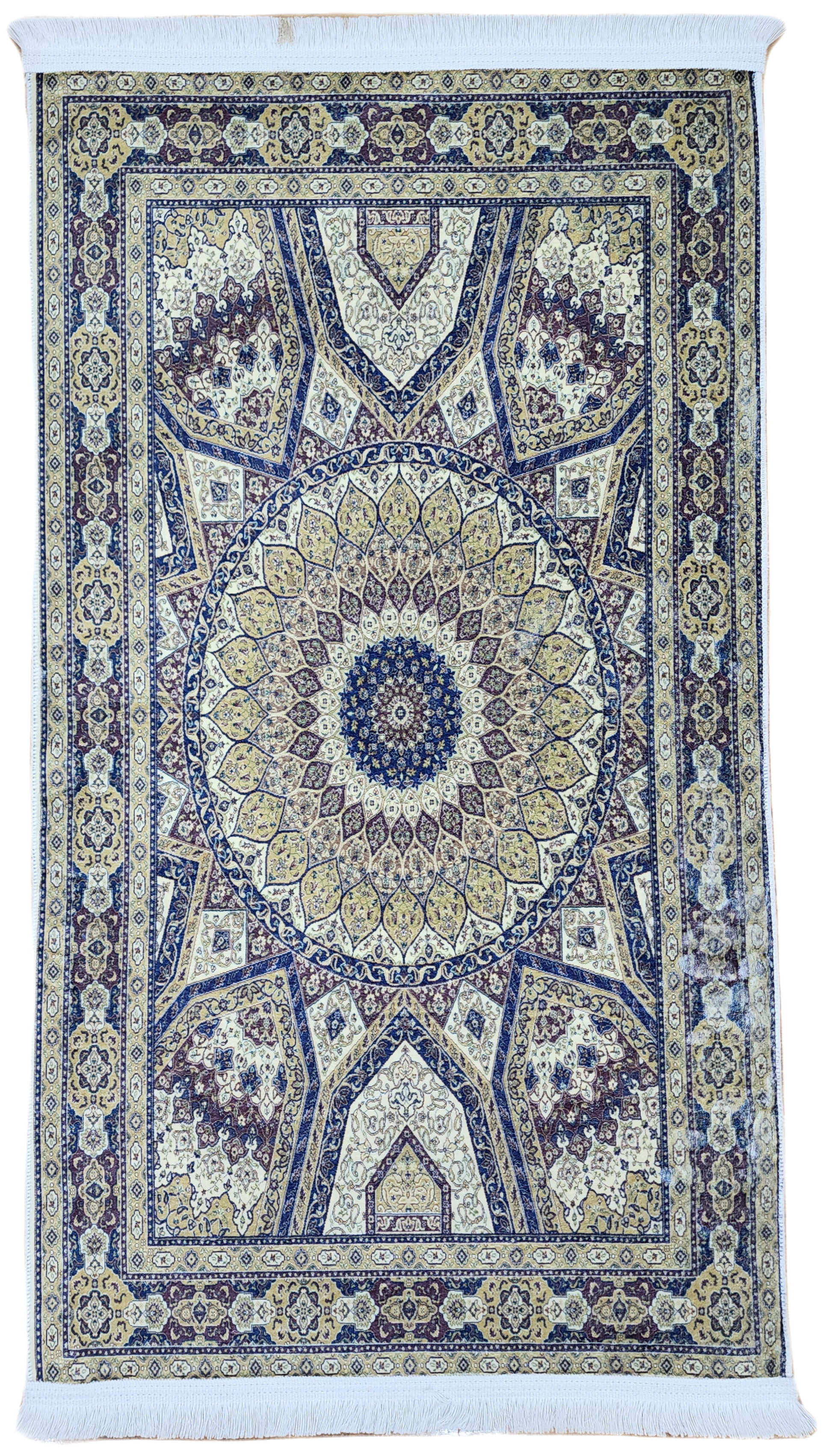 TURKISH BAMBOO SILK RUG, PERSIAN STYLE ORIENTAL VISCOSE SILK FLOOR RUG FOR HALL ENTRY LIVING ROOM OR BEDROOM 2 FT X 3 FT