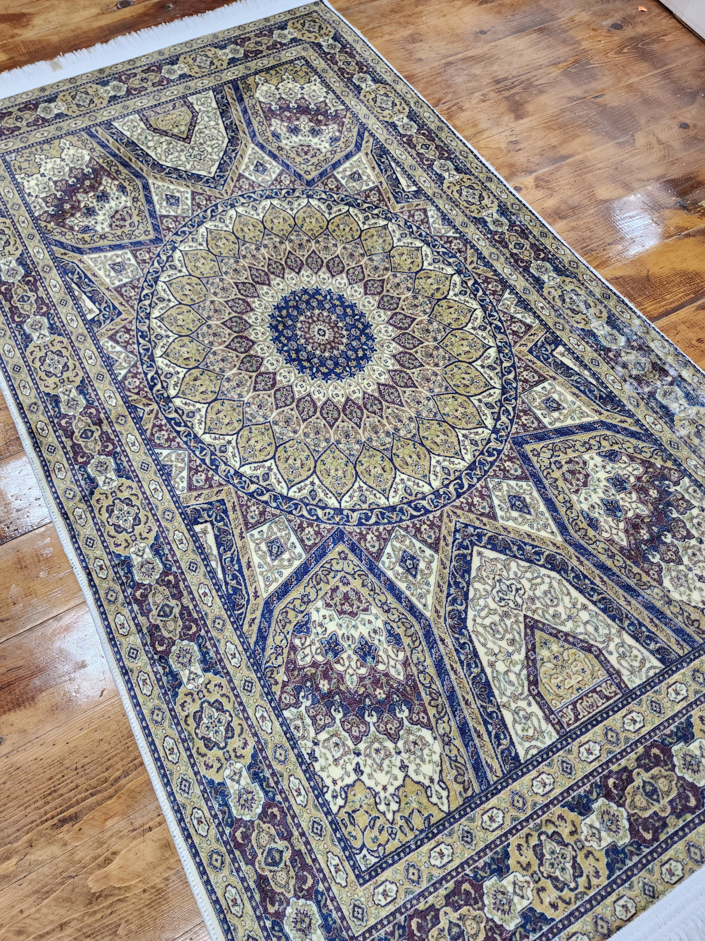 vintage Persian Silk Small Rug — detail texture