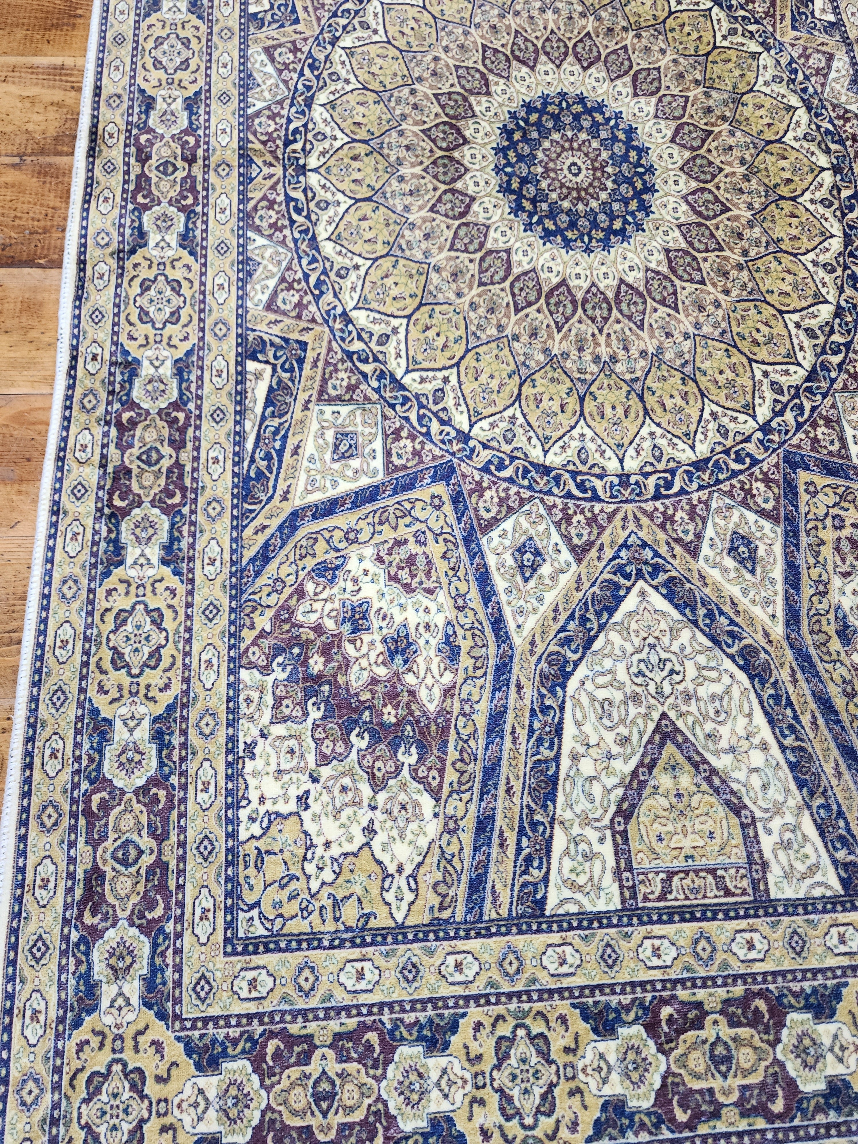 vintage Persian Silk Small Rug — pattern close-up