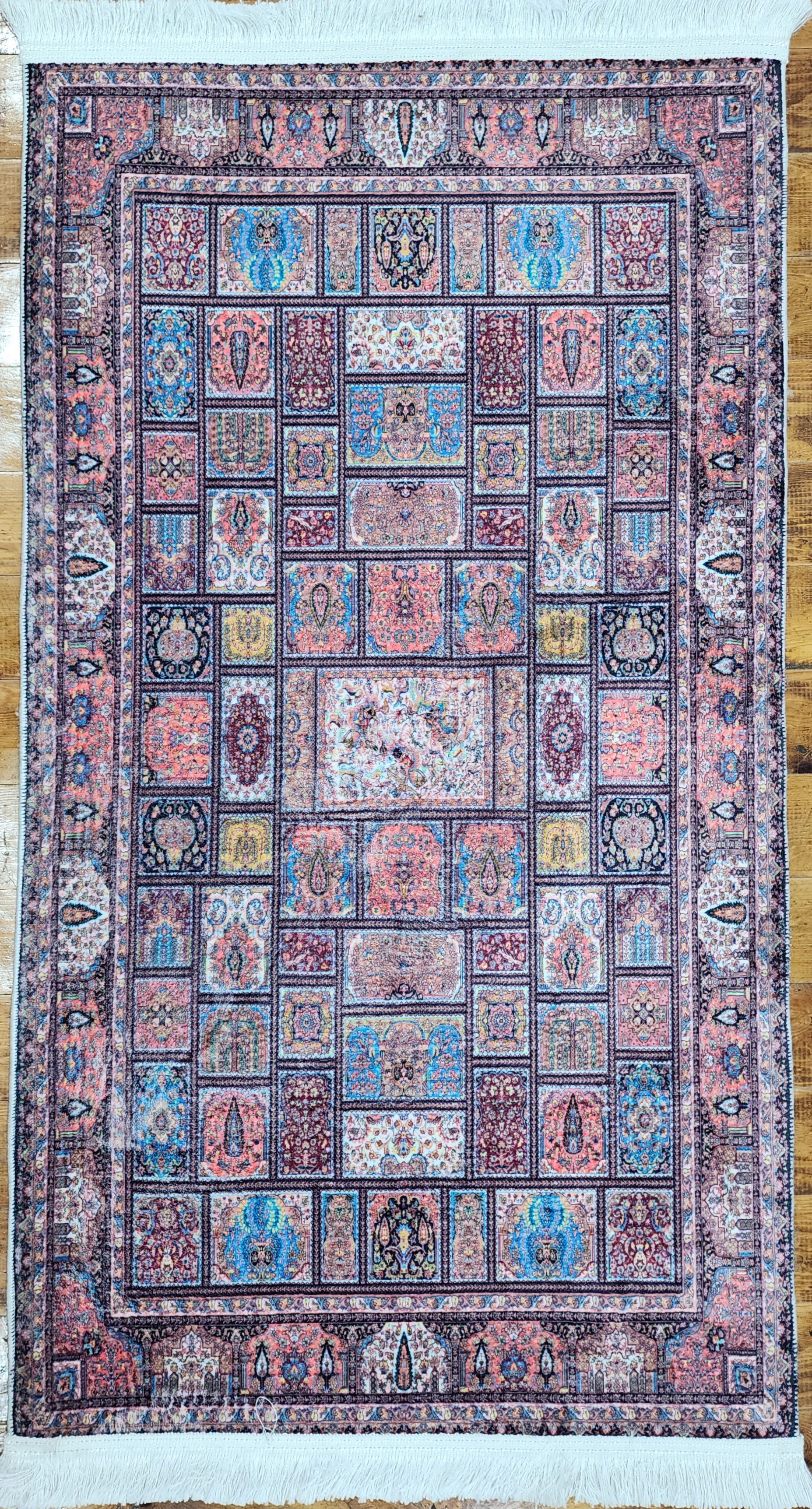 TURKISH BAMBOO SILK RUG, PERSIAN STYLE ORIENTAL VISCOSE SILK FLOOR RUG FOR HALL ENTRY LIVING ROOM OR BEDROOM 2 FT X 3 FT