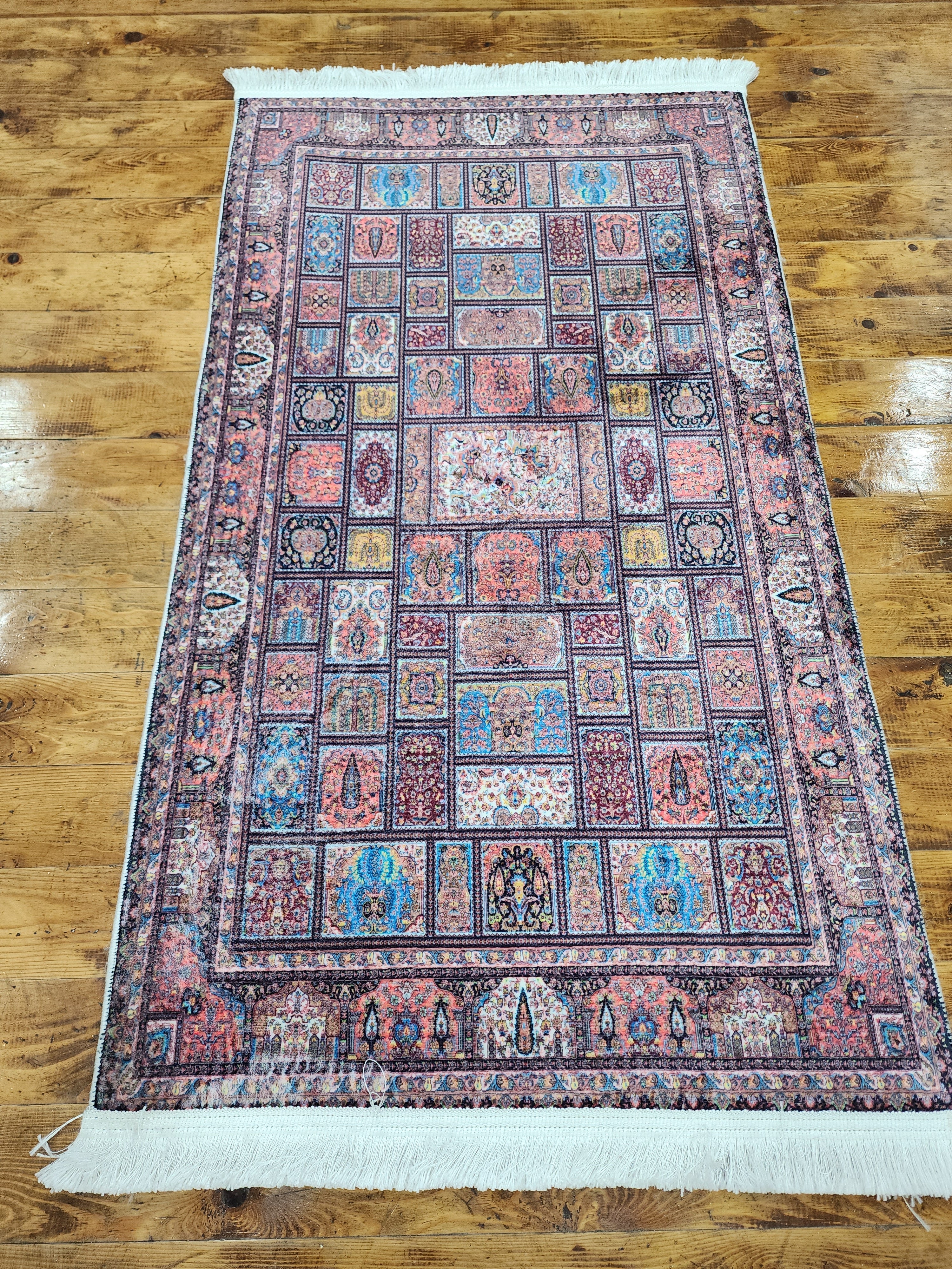 TURKISH BAMBOO SILK RUG, PERSIAN STYLE ORIENTAL VISCOSE SILK FLOOR RUG FOR HALL ENTRY LIVING ROOM OR BEDROOM 2 FT X 3 FT