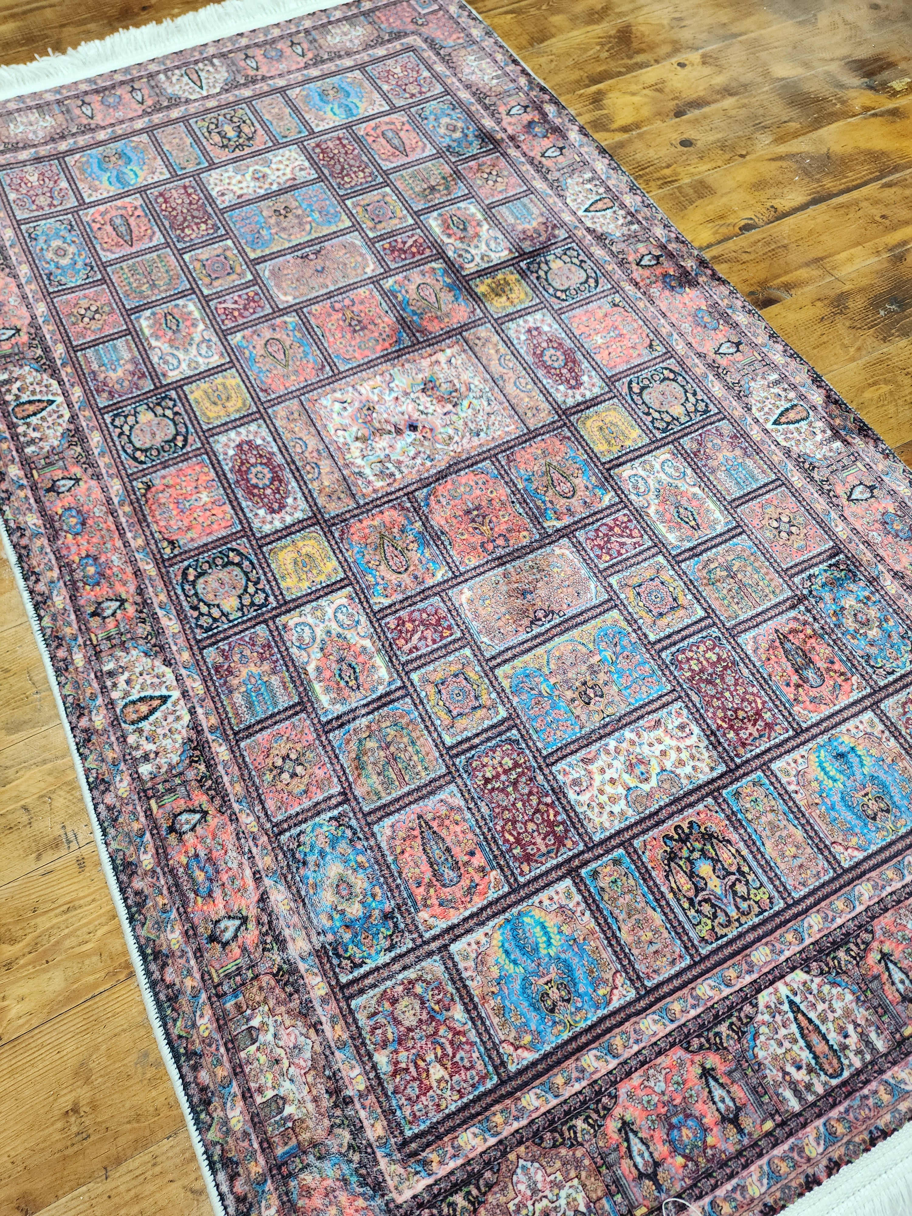 TAPIS TURC EN SOIE DE BAMBOU, TAPIS DE SOL EN SOIE VISCOSE ORIENTAL DE STYLE PERSAN POUR HALL ENTRÉE SALON OU CHAMBRE À COUCHER 2 PIEDS X 3 PIEDS
