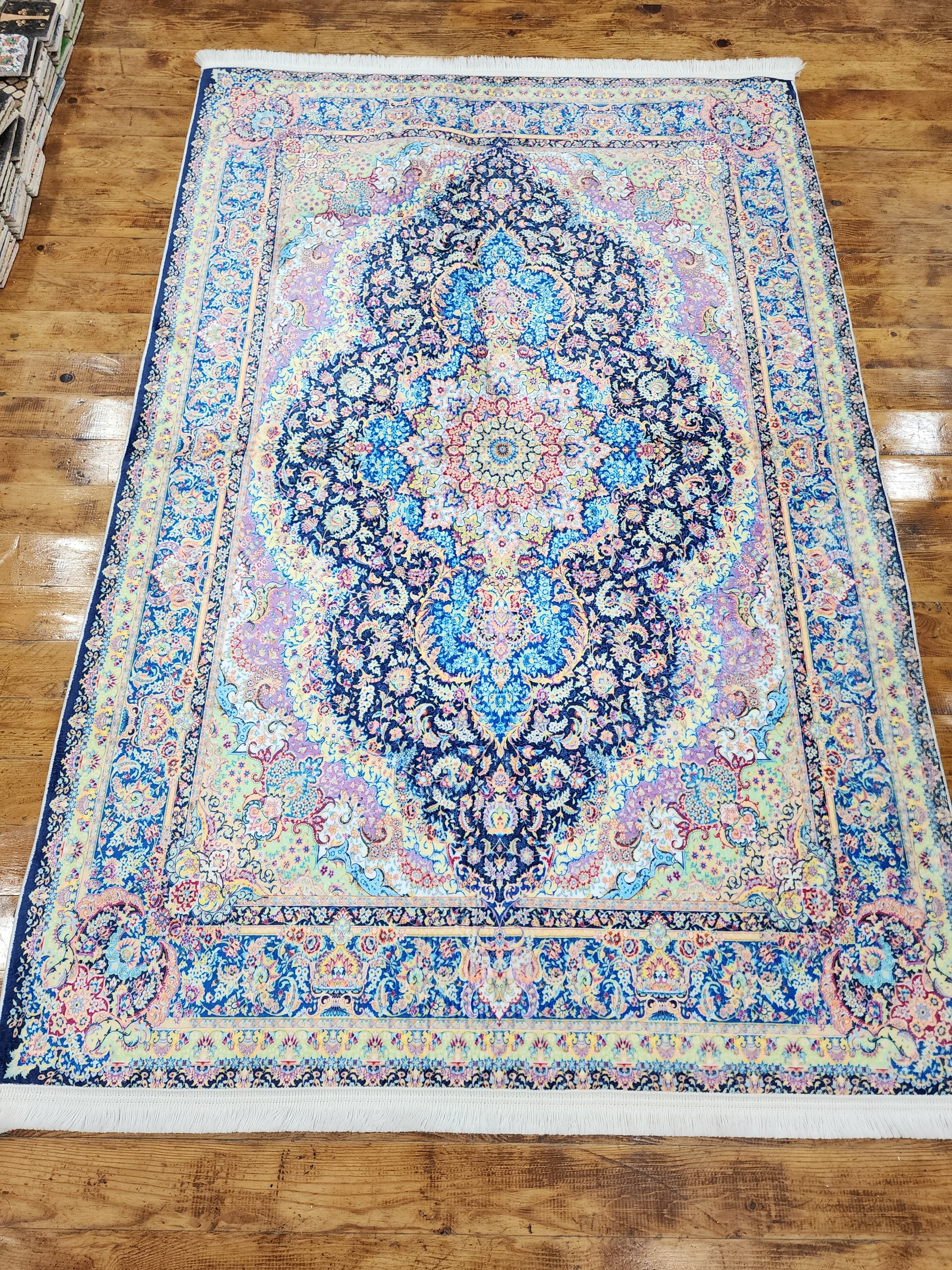 vintage Persian Silk Small Rug — detail texture