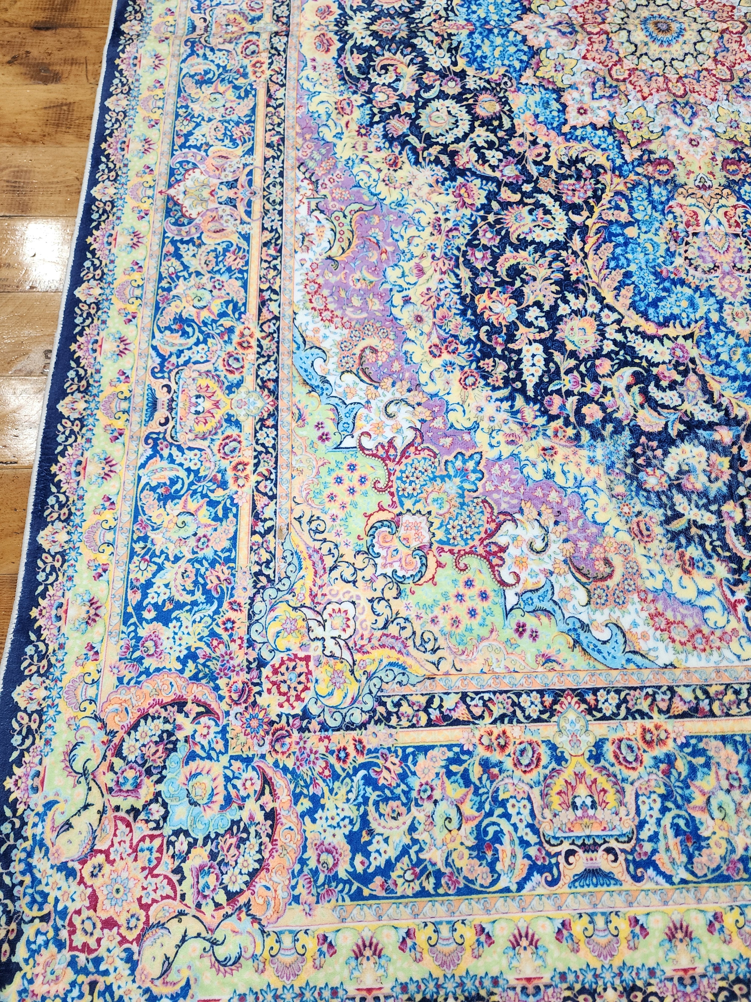 vintage Persian Silk Small Rug — pattern close-up