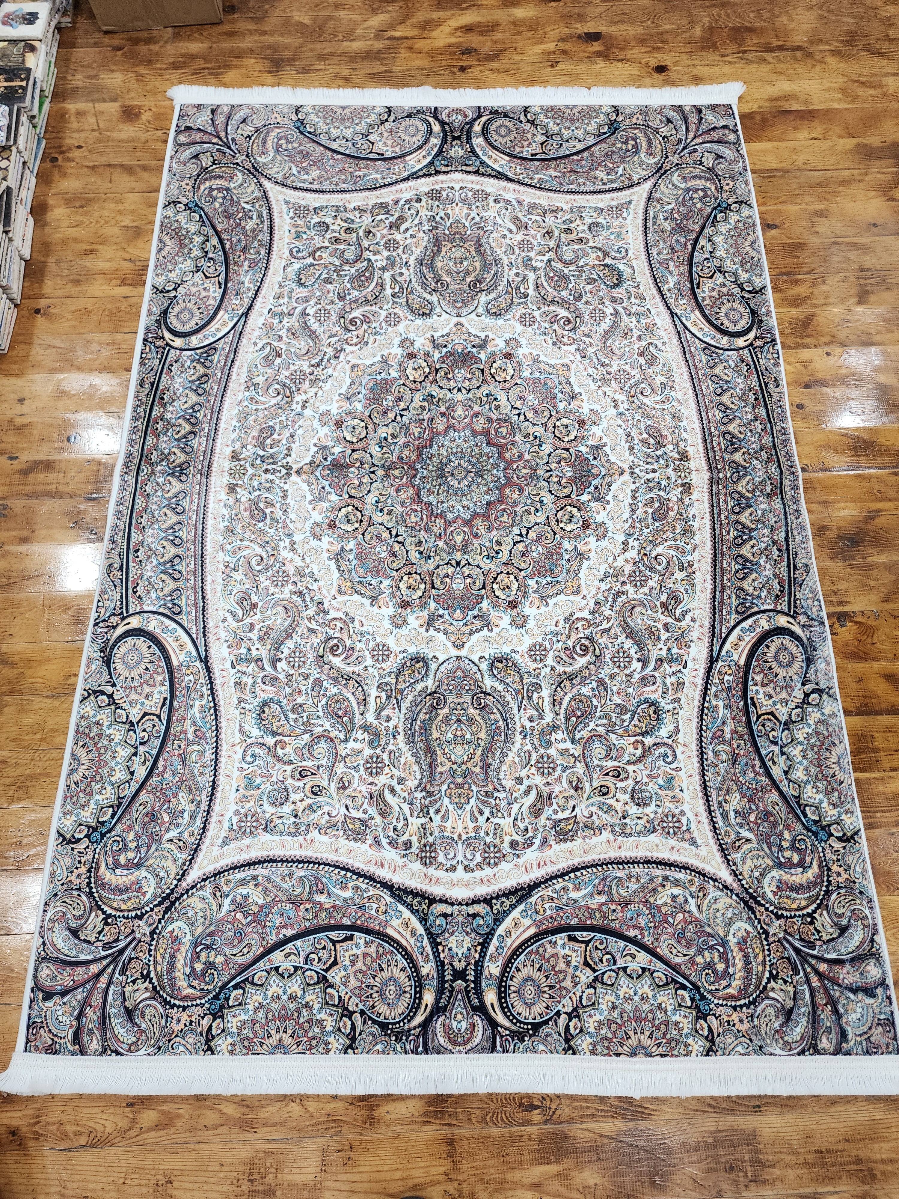 vintage Persian Silk Small Rug — detail texture