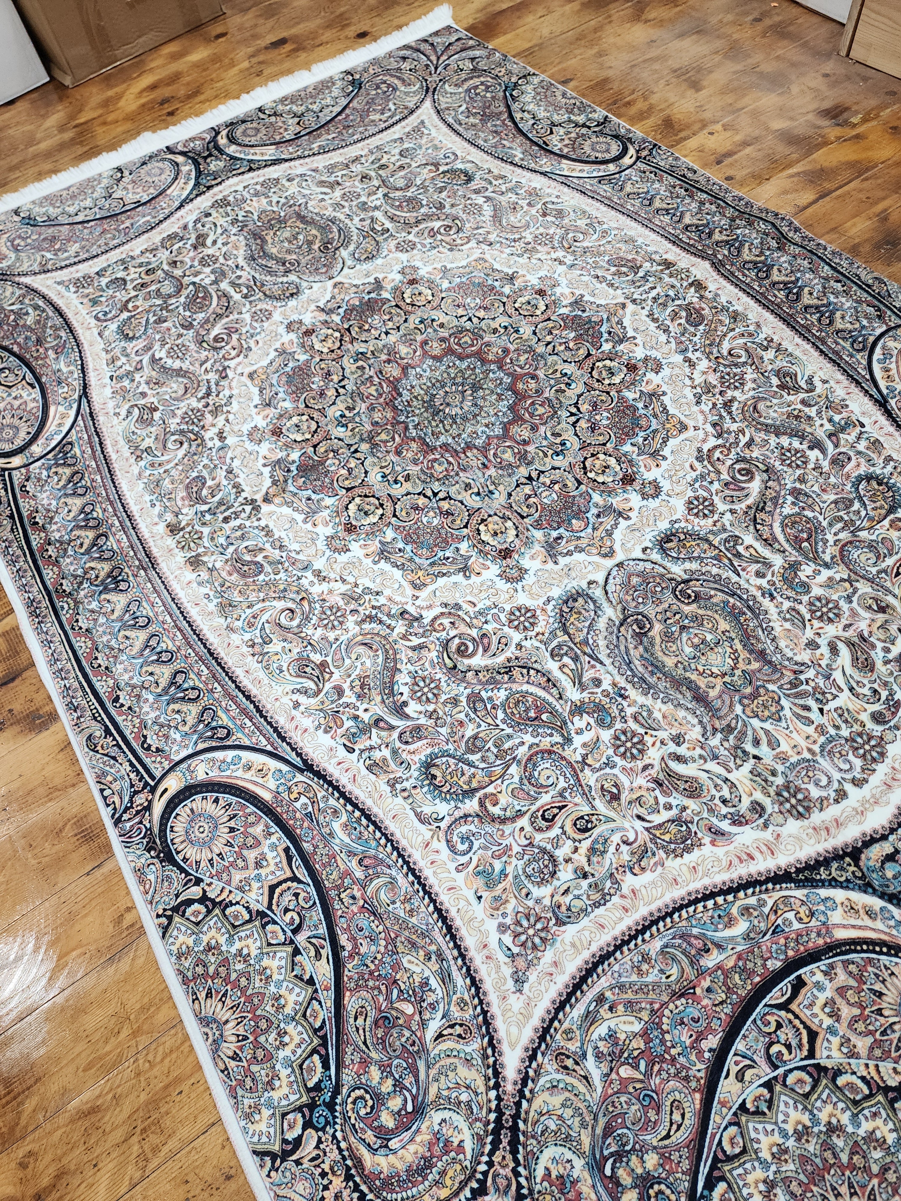 TURKISH BAMBOO SILK RUG, PERSIAN STYLE ORIENTAL VISCOSE SILK FLOOR RUG FOR HALL ENTRY LIVING ROOM OR BEDROOM 4 FT X 6 FT