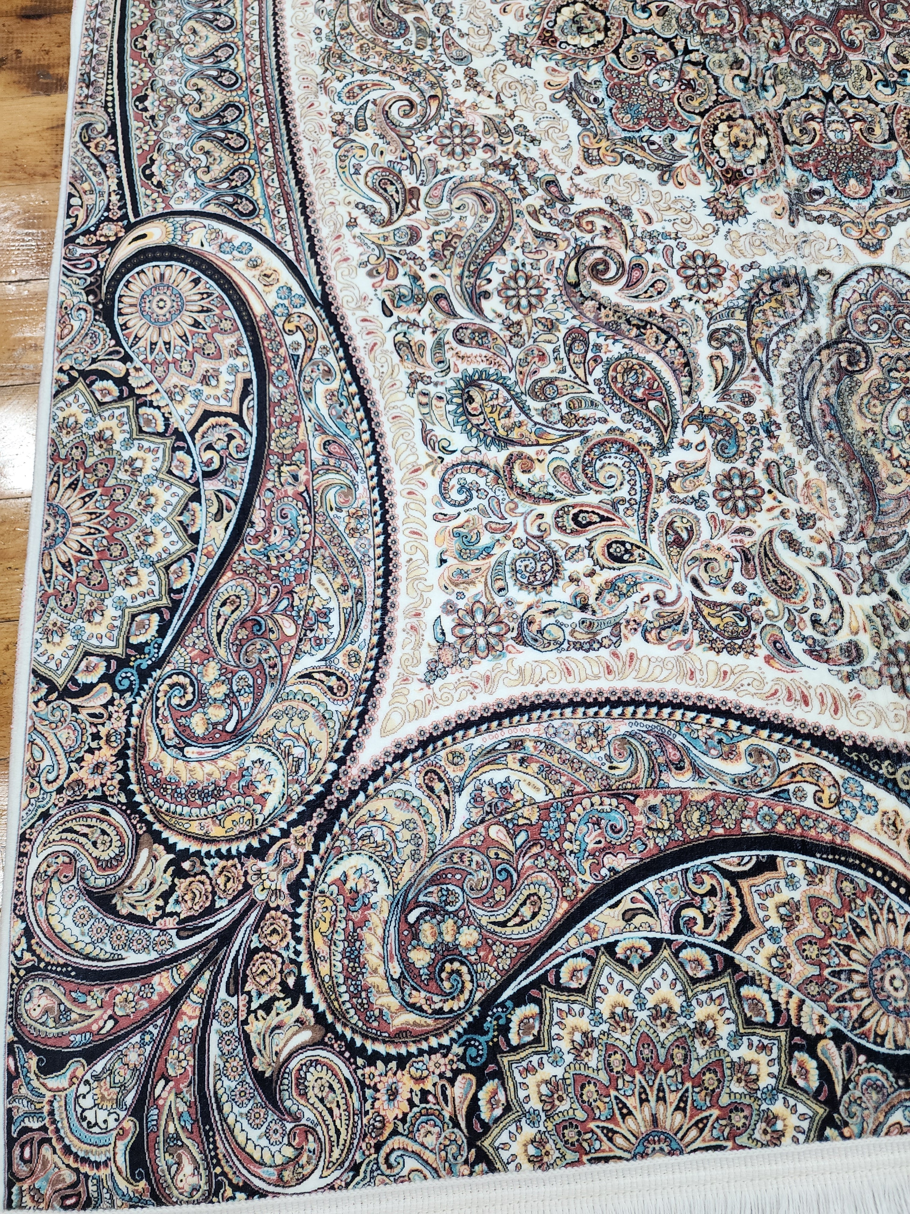 vintage Persian Silk Small Rug — pattern close-up