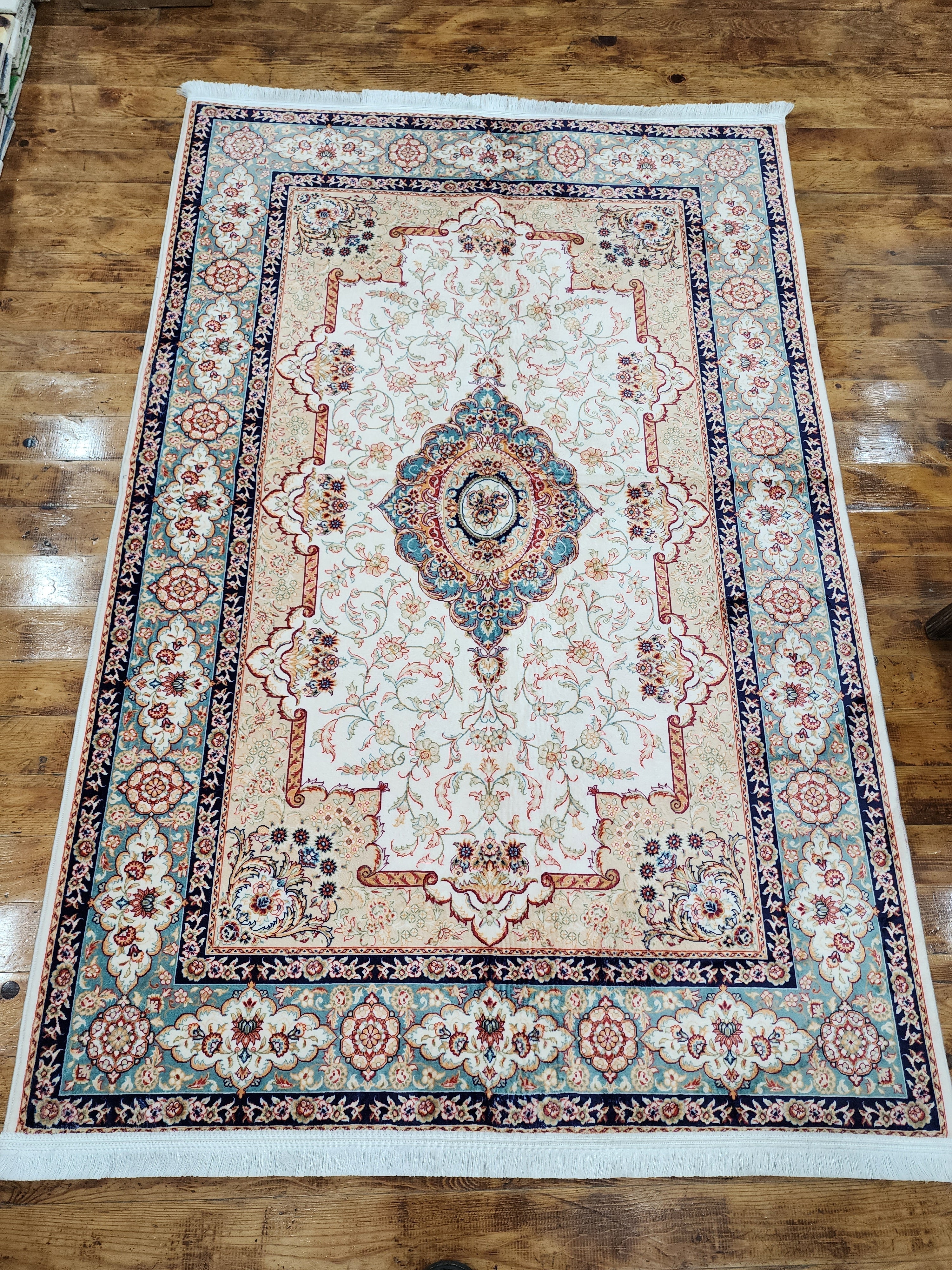 vintage Persian Silk Small Rug — detail texture