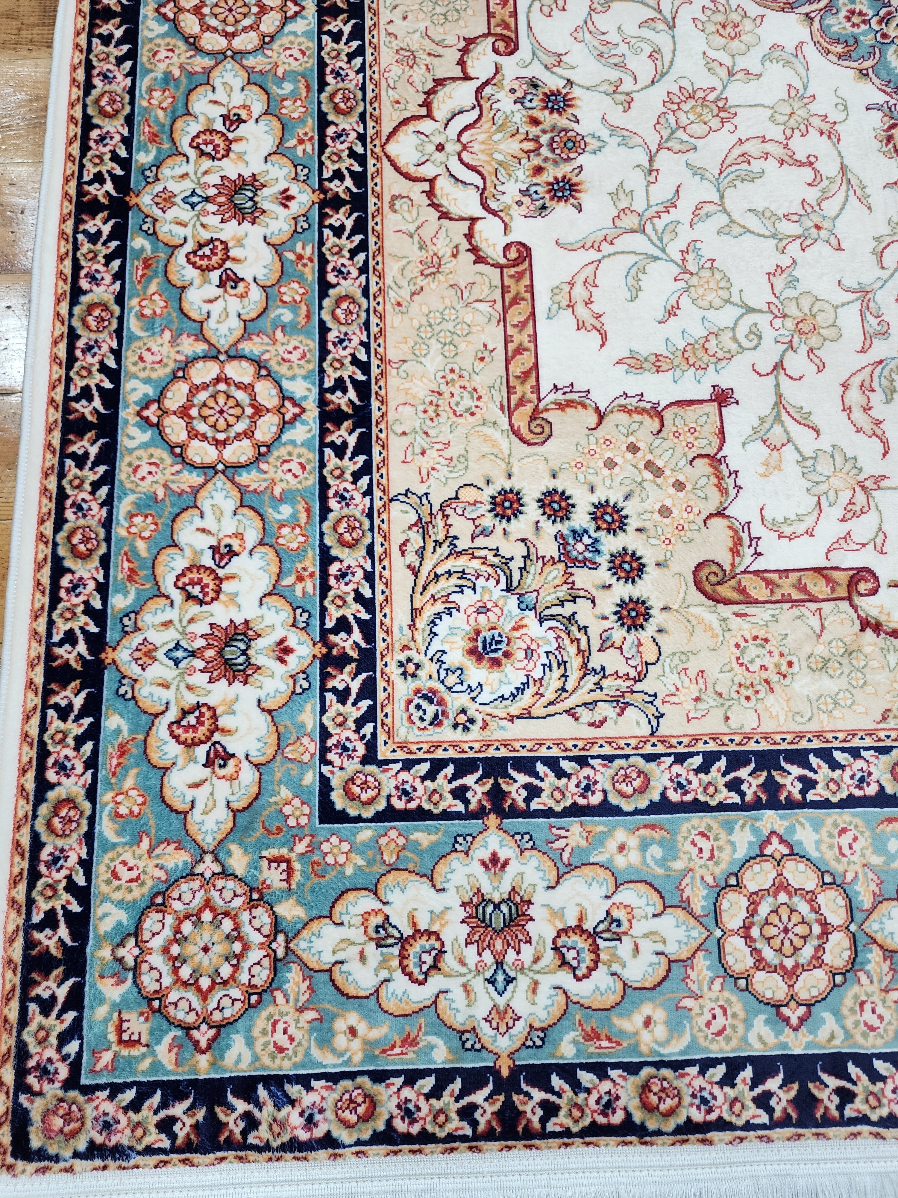 vintage Persian Silk Small Rug — pattern close-up