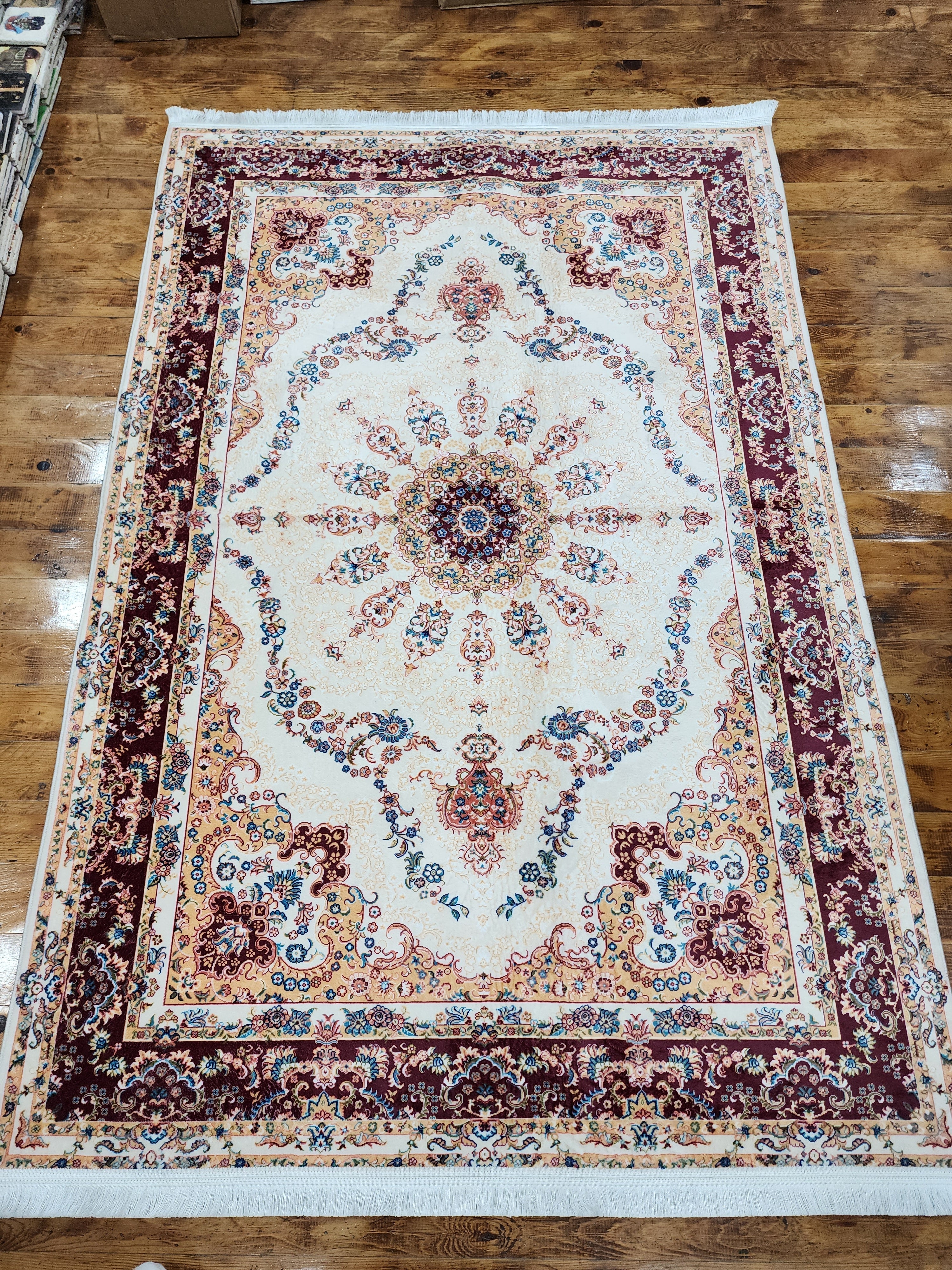 vintage Persian Silk Small Rug — detail texture