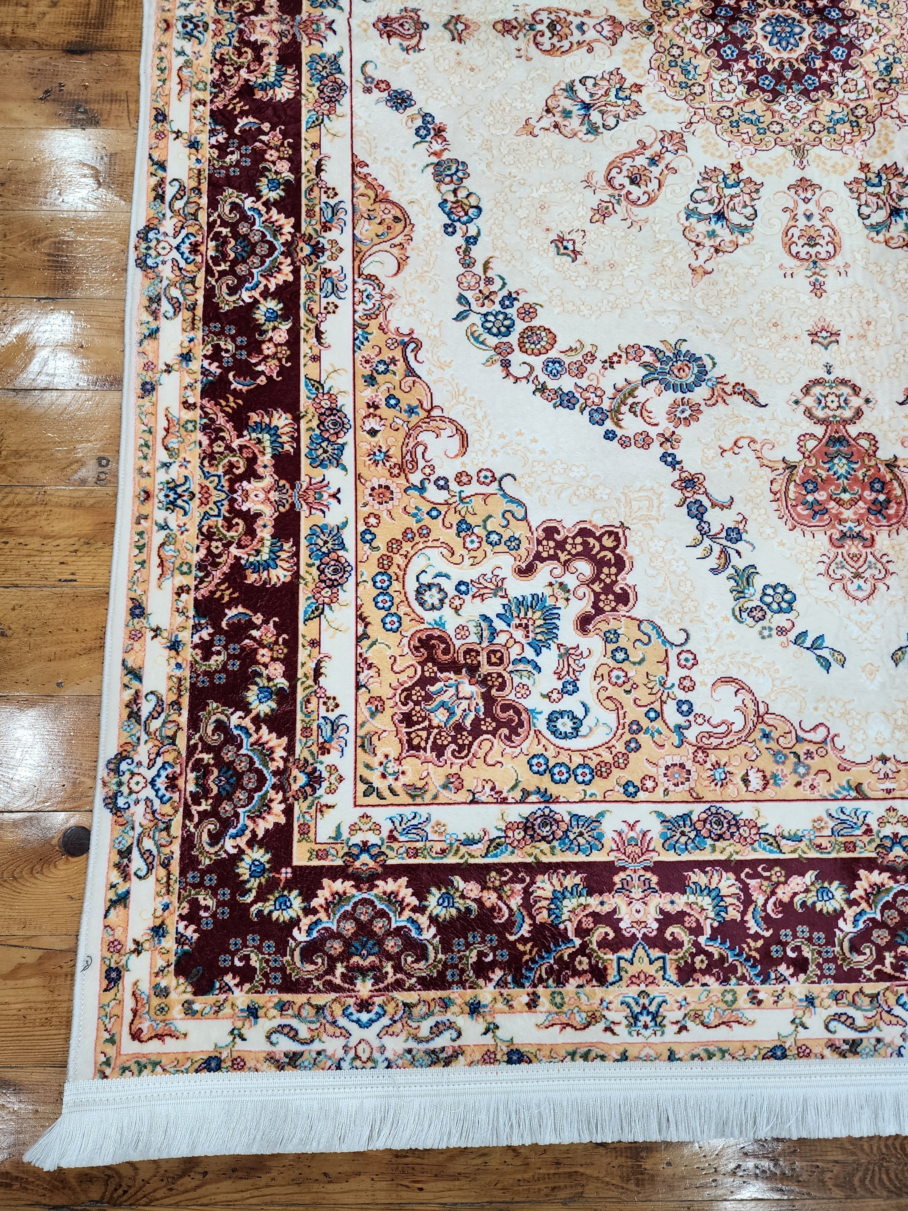 vintage Persian Silk Small Rug — pattern close-up