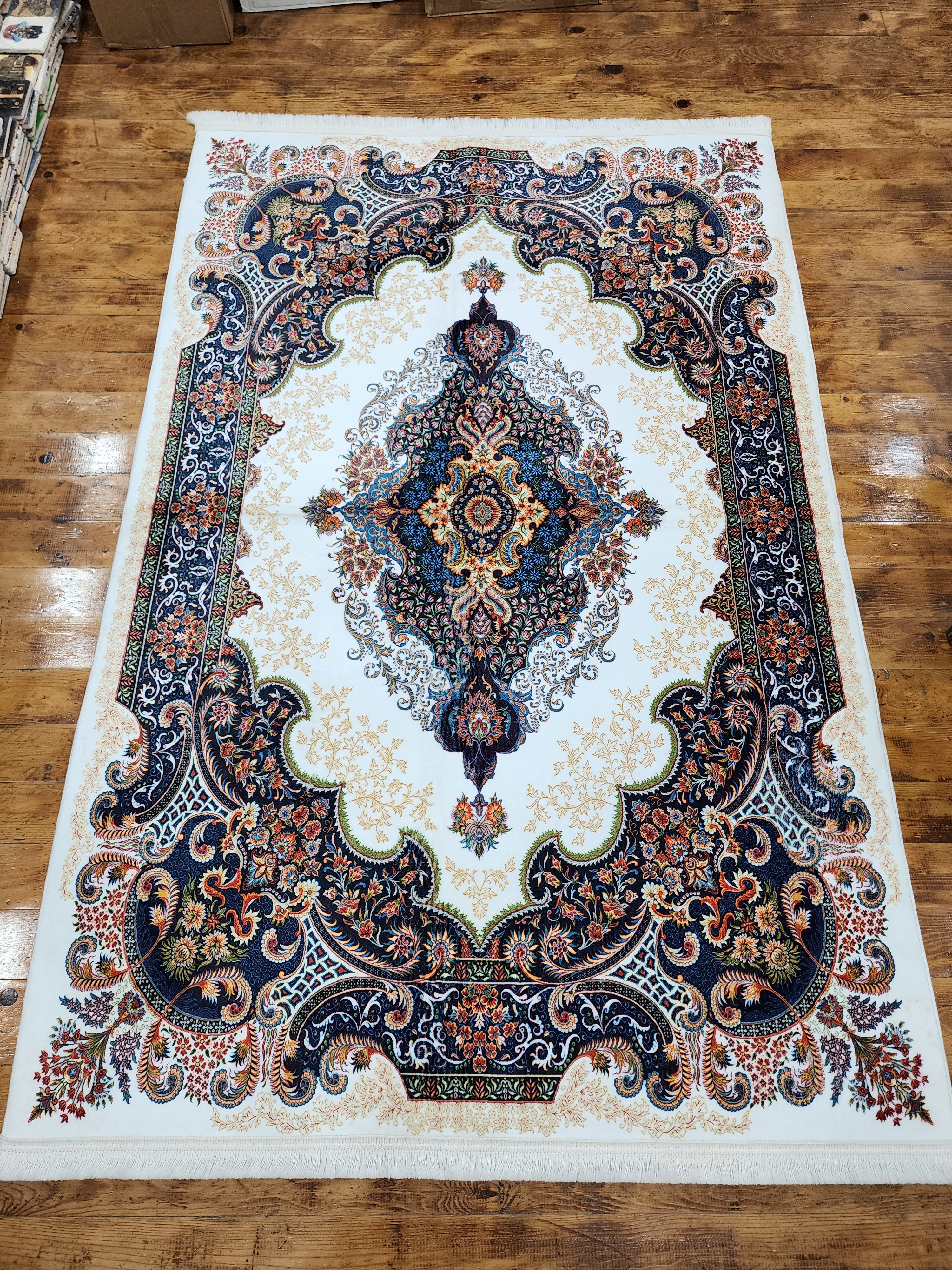 vintage Persian Silk Small Rug — detail texture