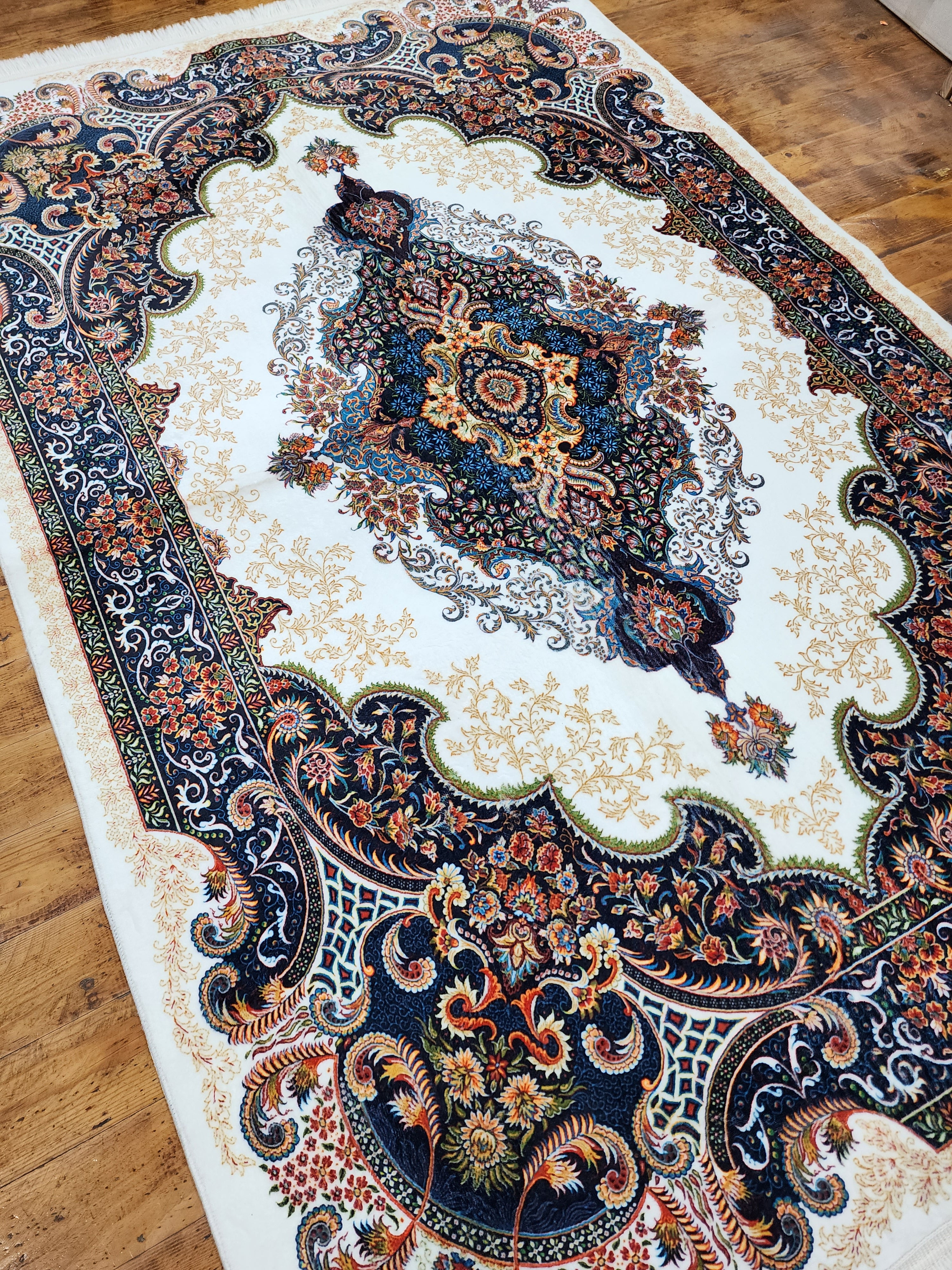TAPIS EN SOIE DE BAMBOU TURC, TAPIS DE SOL EN SOIE DE VISCOSE ORIENTAL DE STYLE PERSAN POUR HALL ENTRÉE SALON OU CHAMBRE À COUCHER 4 PIEDS X 6 PIEDS