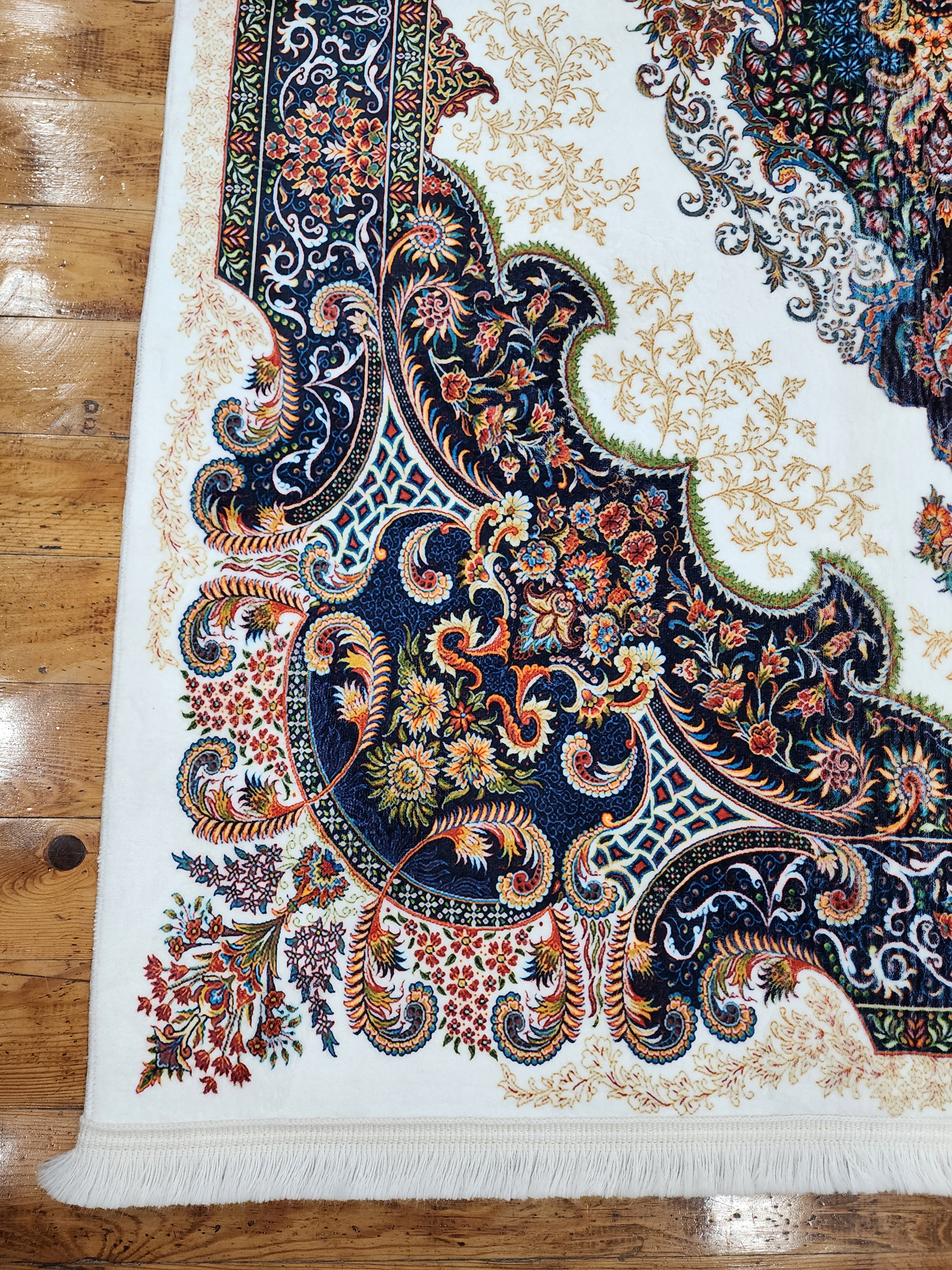 vintage Persian Silk Small Rug — pattern close-up
