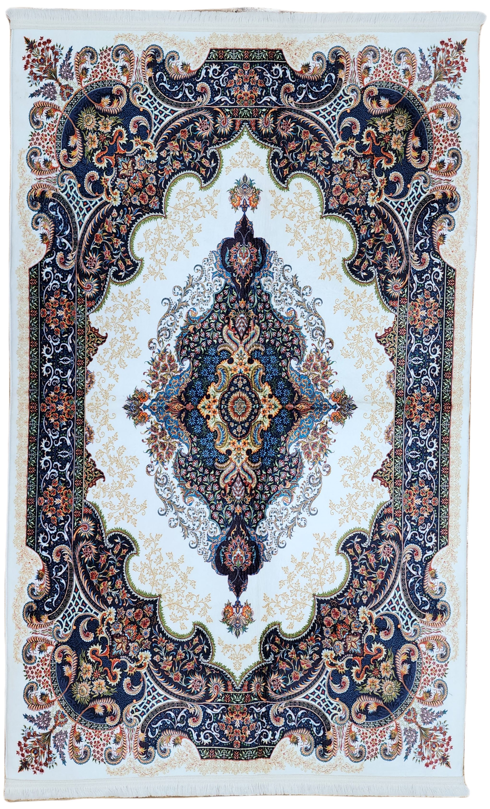 TURKISH BAMBOO SILK RUG, PERSIAN STYLE ORIENTAL VISCOSE SILK FLOOR RUG FOR HALL ENTRY LIVING ROOM OR BEDROOM 4 FT X 6 FT