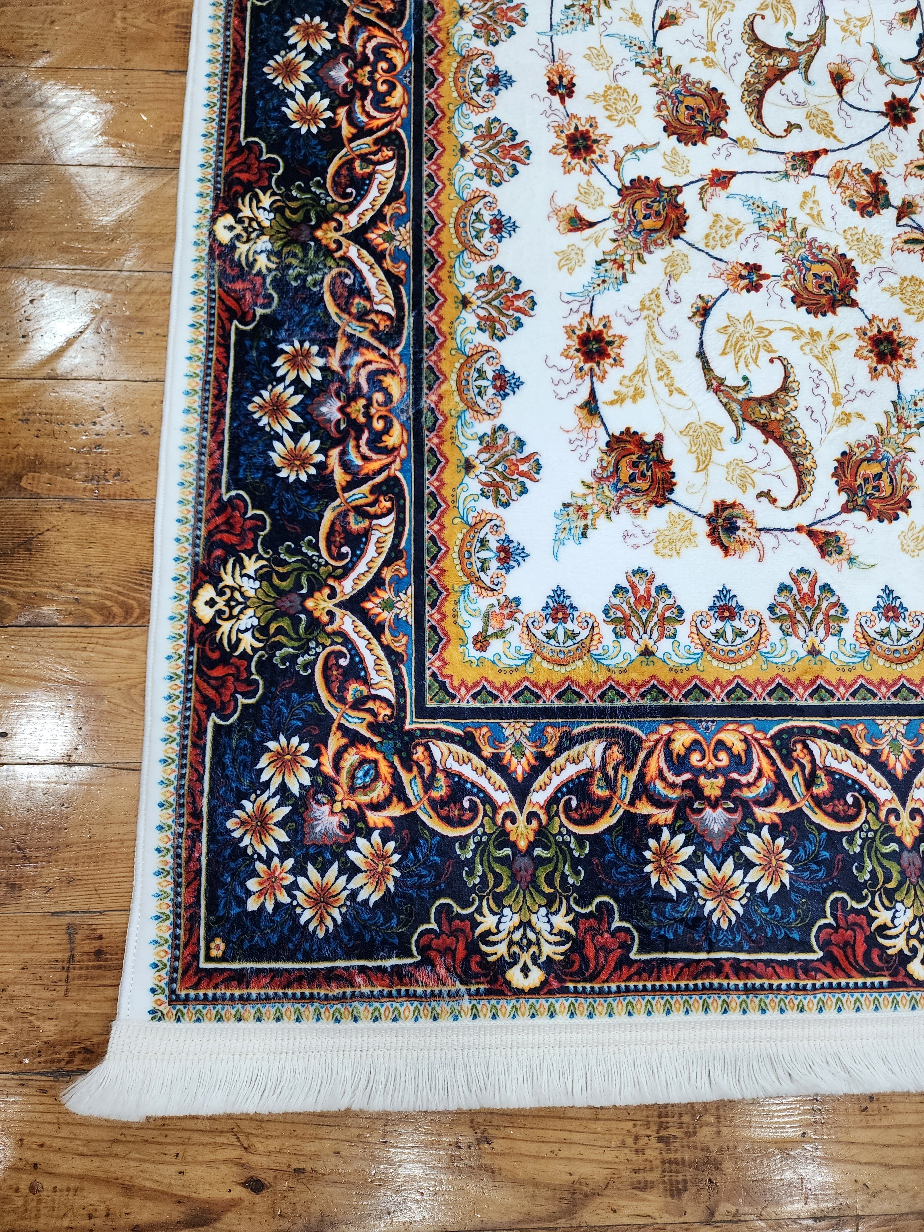 vintage Persian Silk Small Rug — pattern close-up