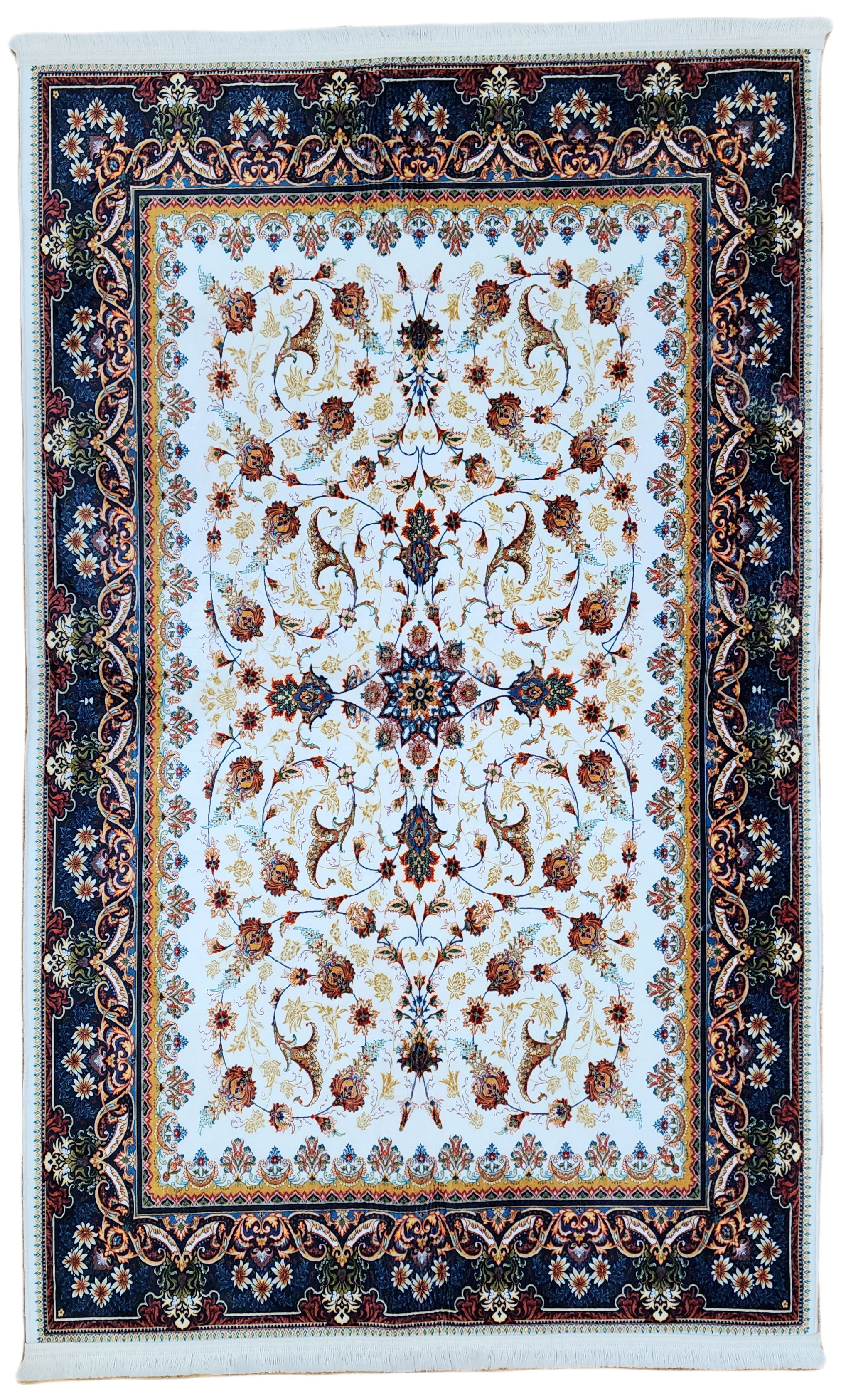 TURKISH BAMBOO SILK RUG, PERSIAN STYLE ORIENTAL VISCOSE SILK FLOOR RUG FOR HALL ENTRY LIVING ROOM OR BEDROOM 4 FT X 6 FT