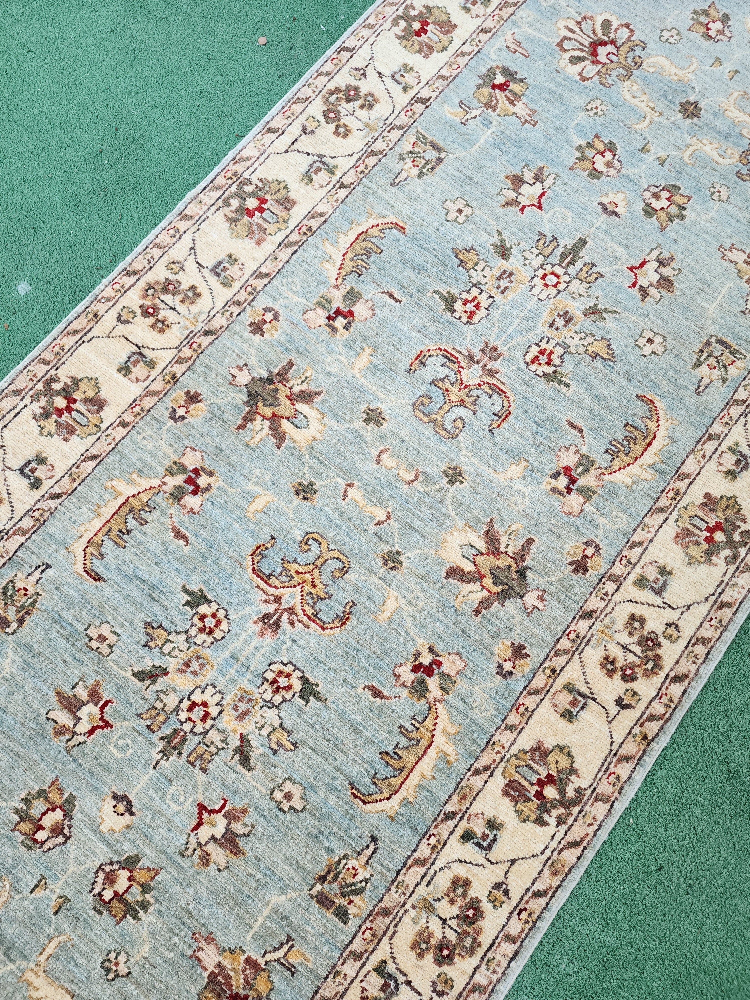 vintage Oushak Wool Runner Rug — pattern close-up