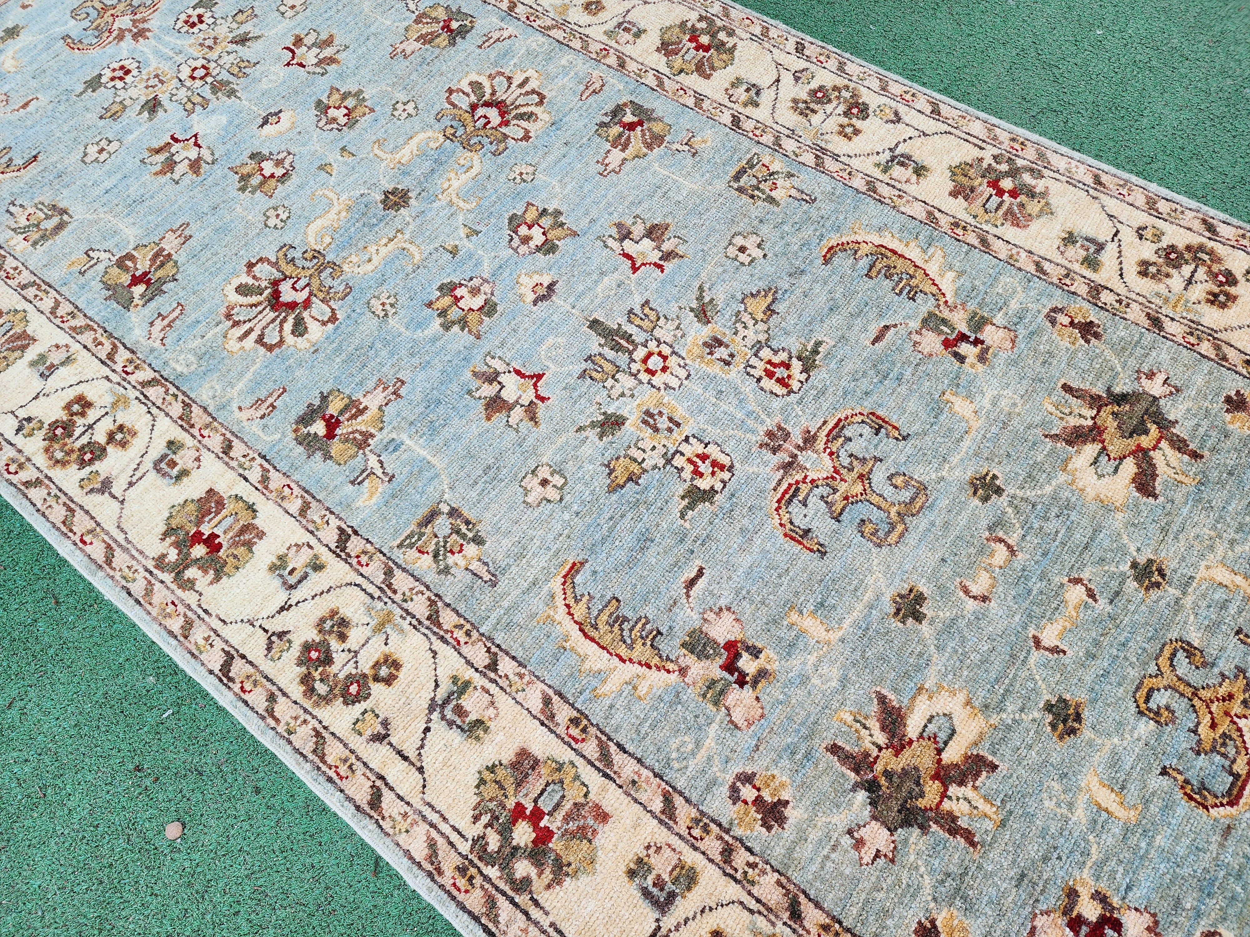 vintage Oushak Wool Runner Rug — border pattern