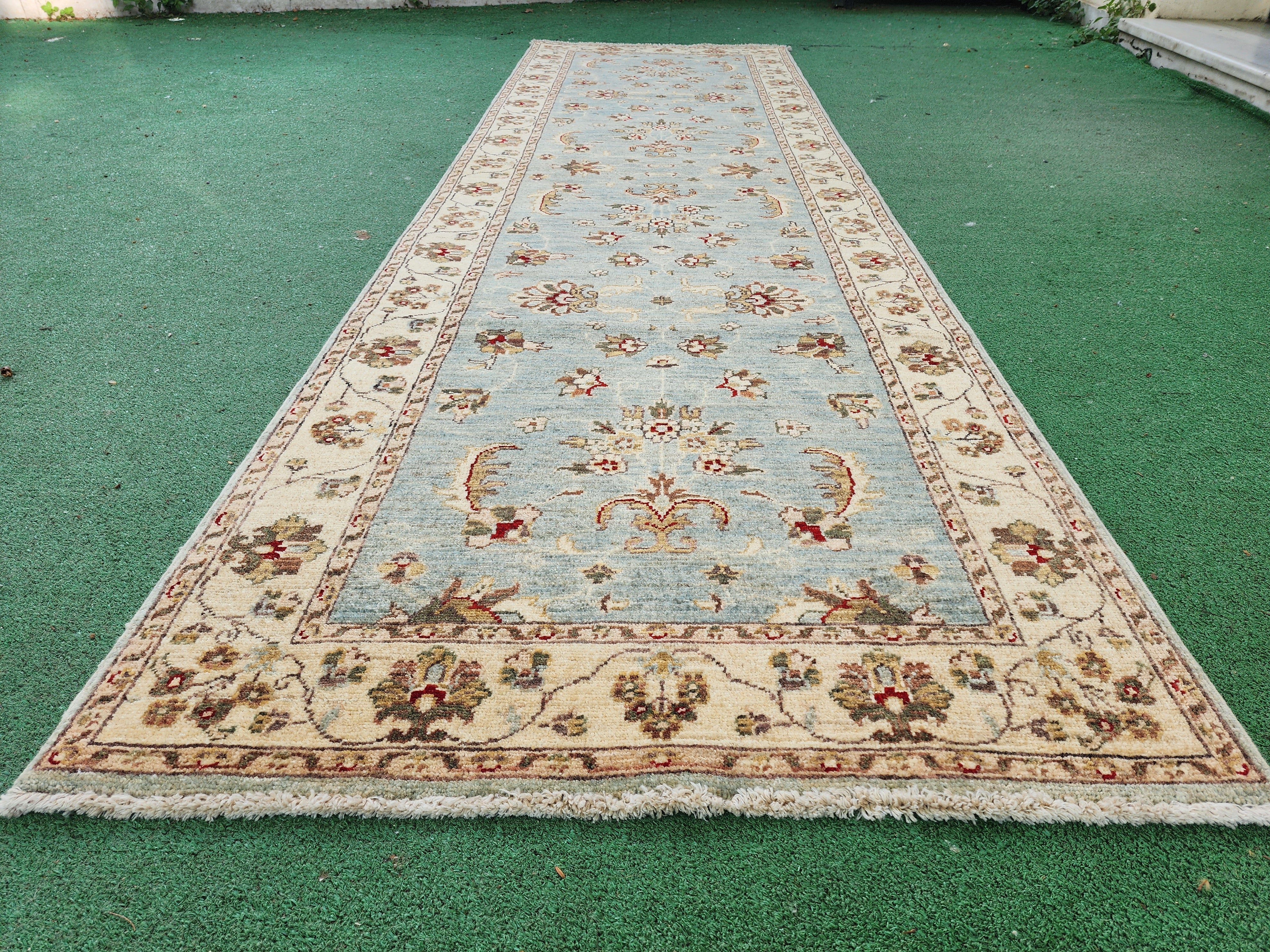vintage Oushak Wool Runner Rug — styled view