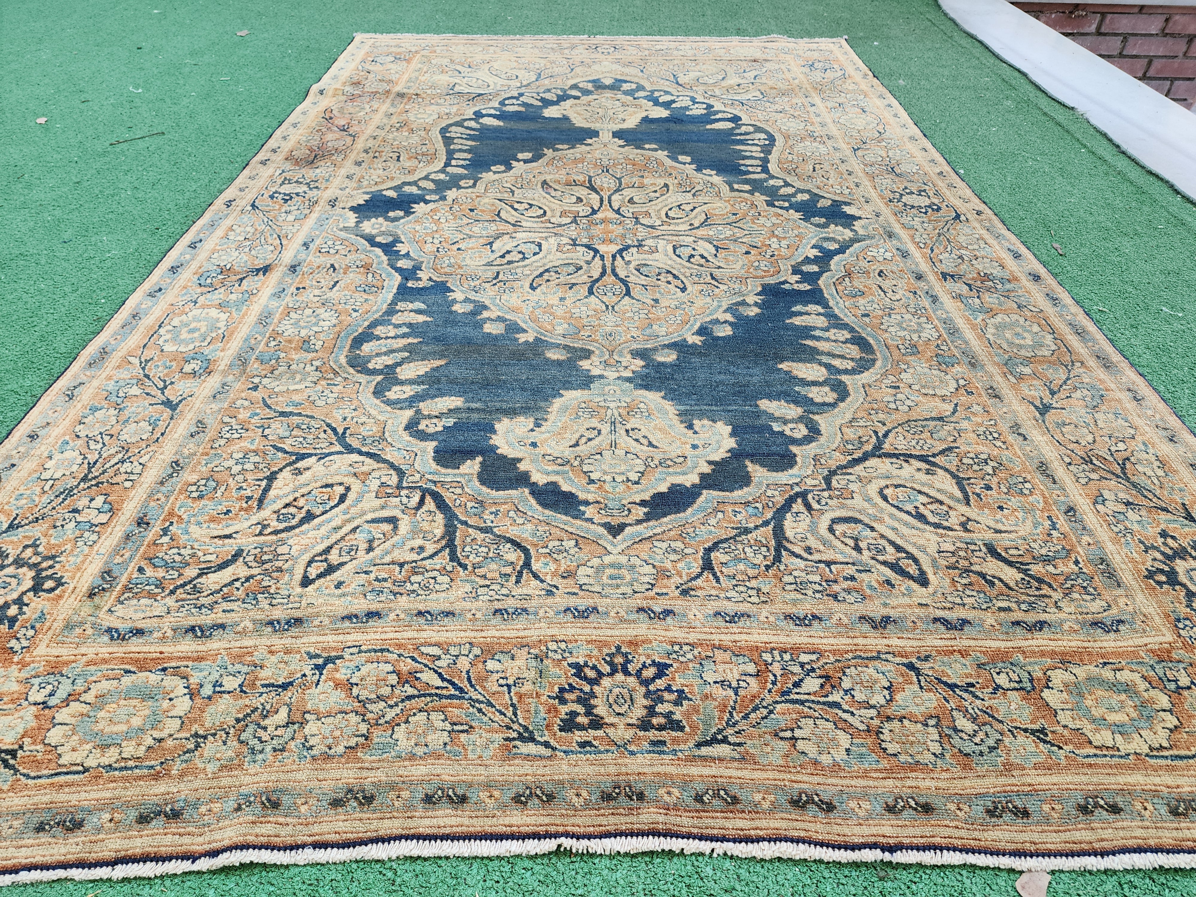 antique Persian Small Rug — edge weave