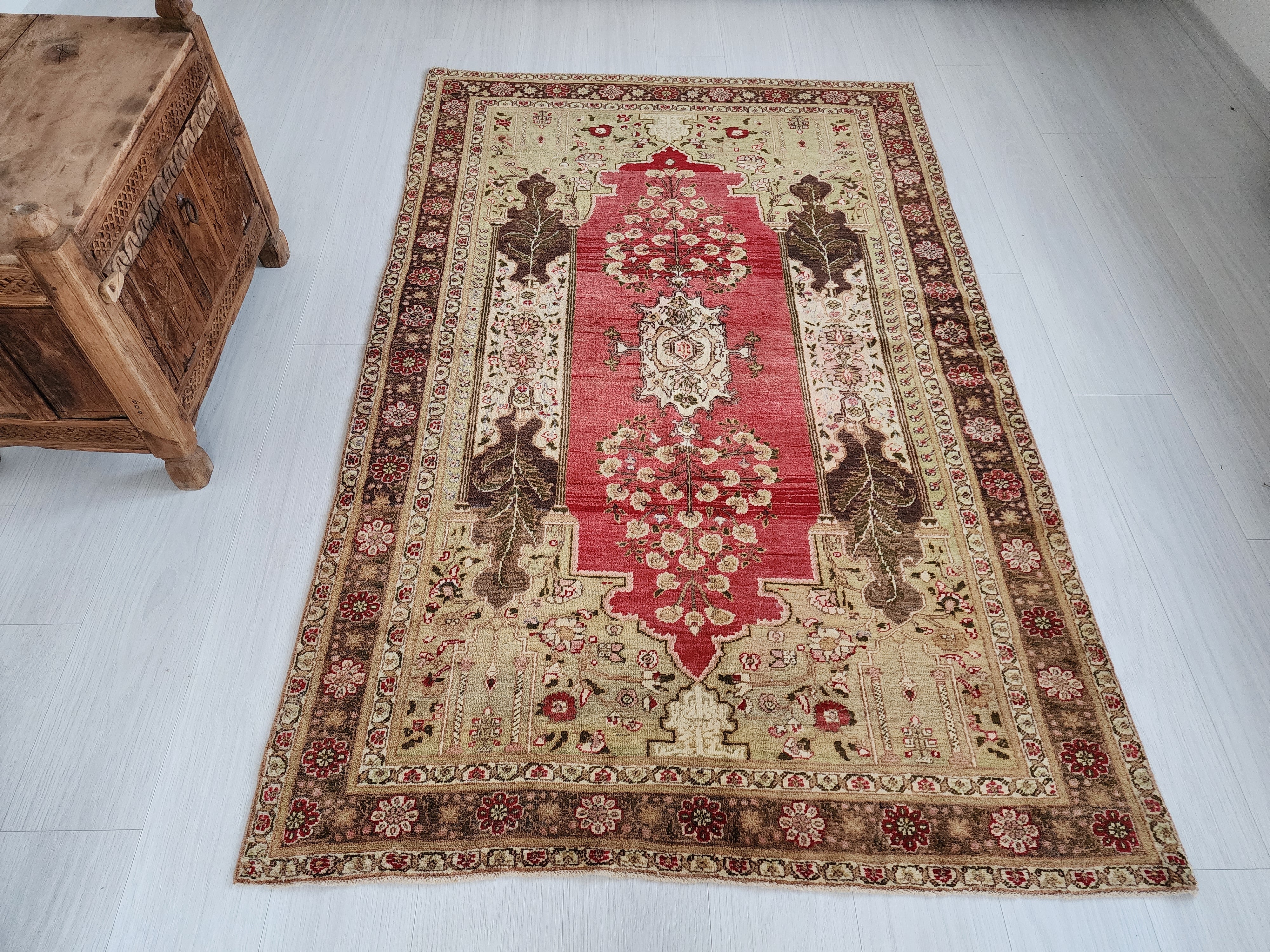 antique Turkish Area Rug — pattern close-up