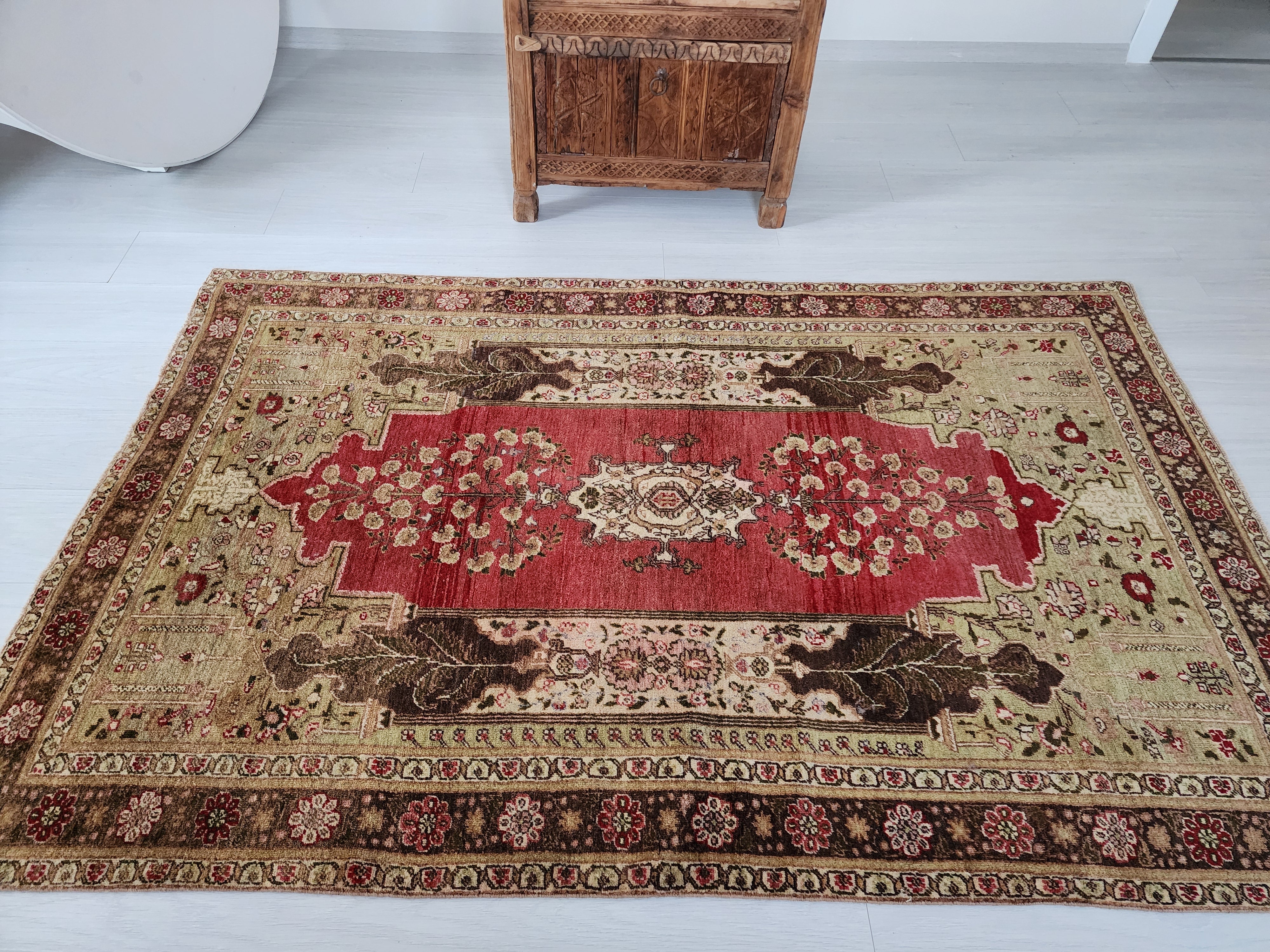 antique Turkish Area Rug — detail texture