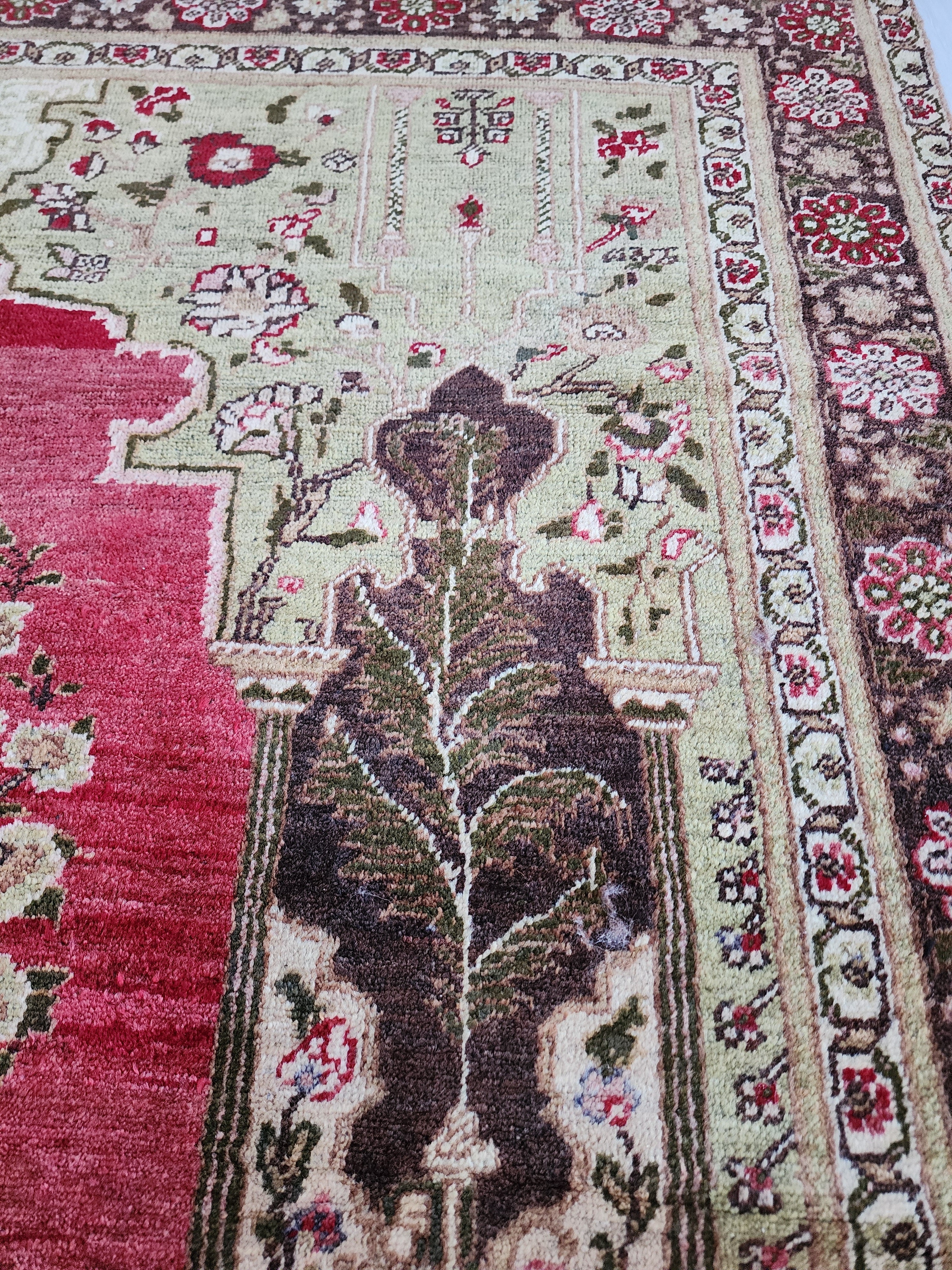 antique Turkish Area Rug — colour close-up
