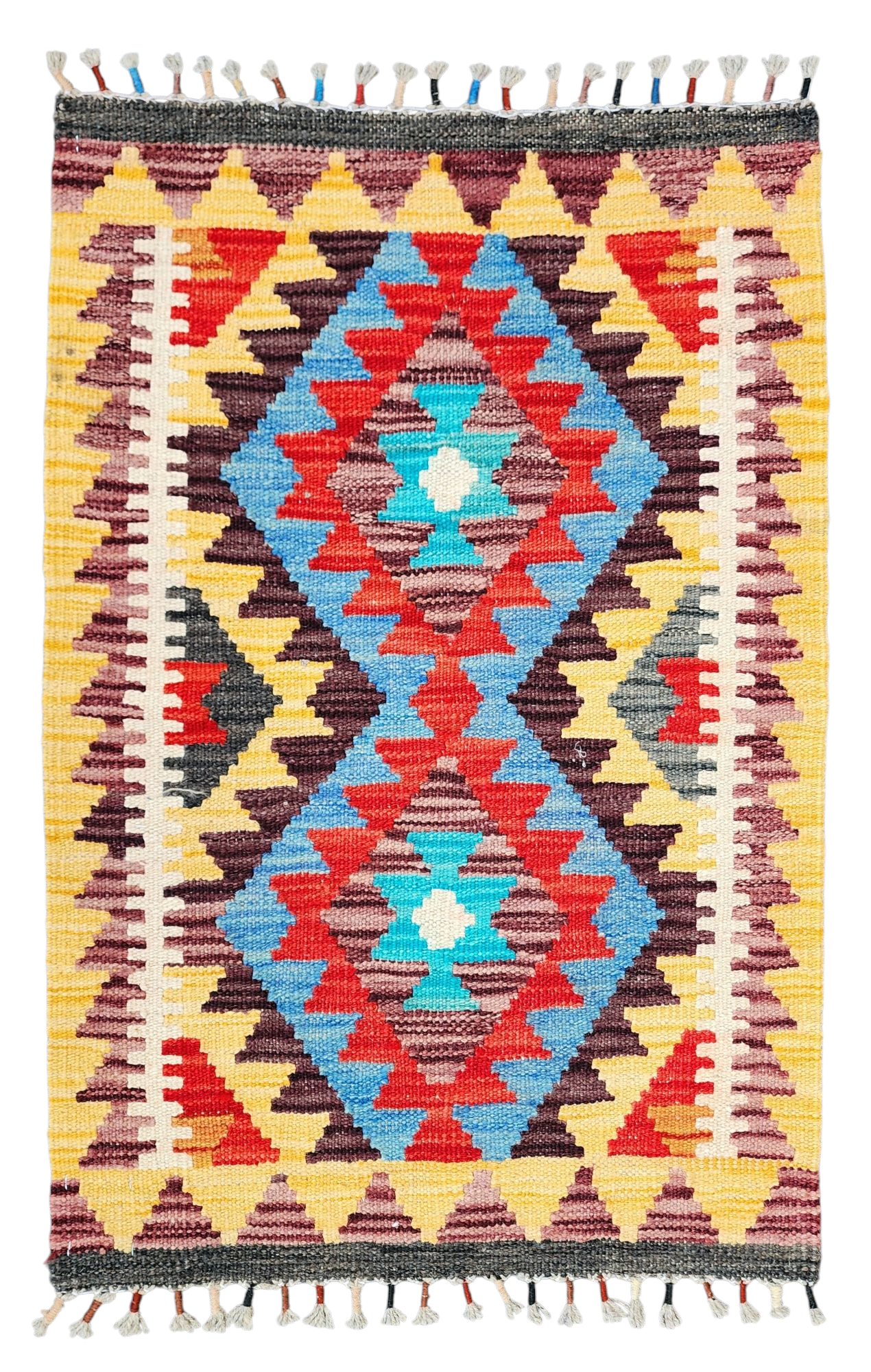 Small Afghan Maimana Kilim Rug 3 x 2 ft Multicolor Kilim