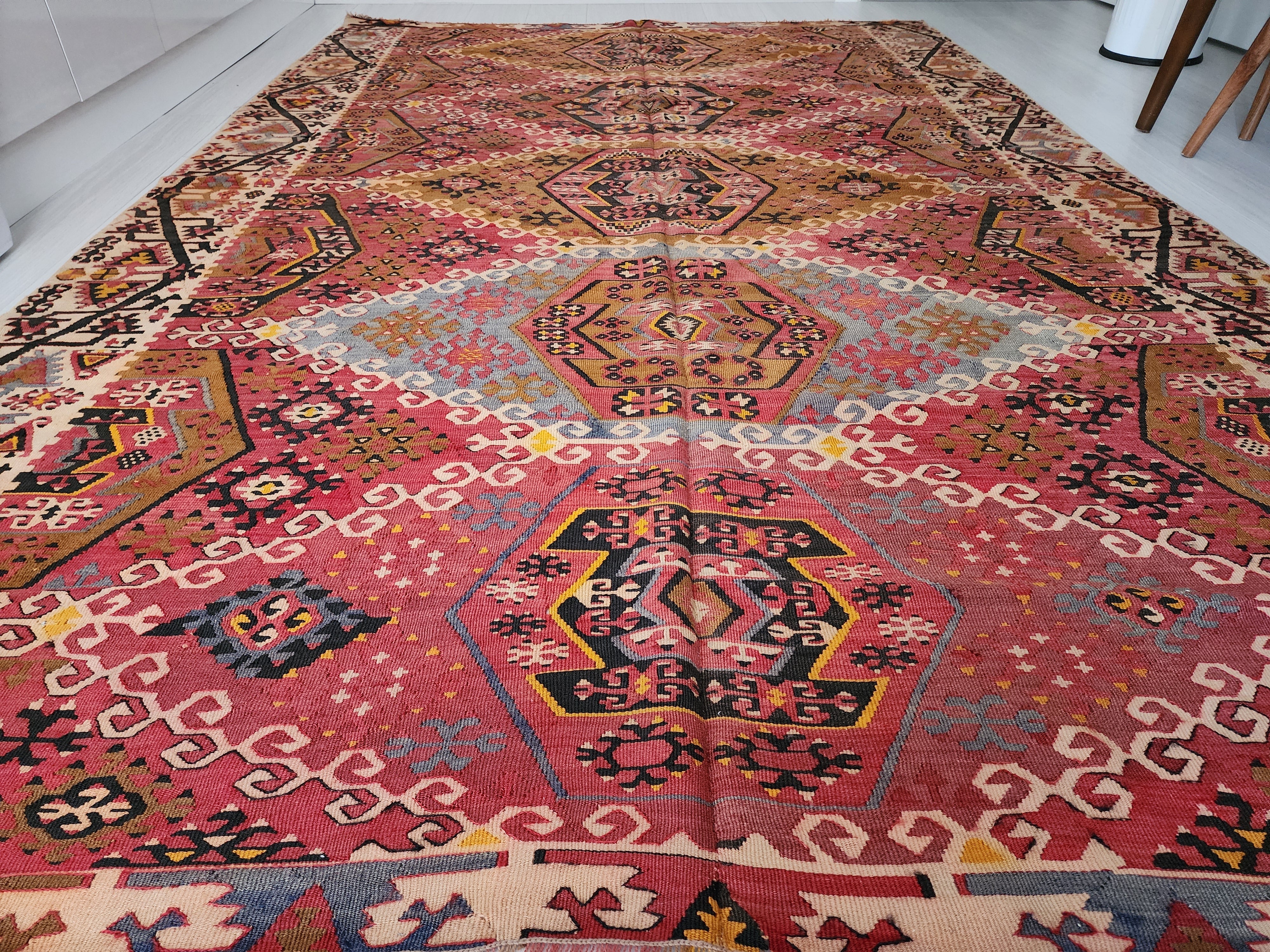 antique Sivas Wool Large Area Rug — in setting