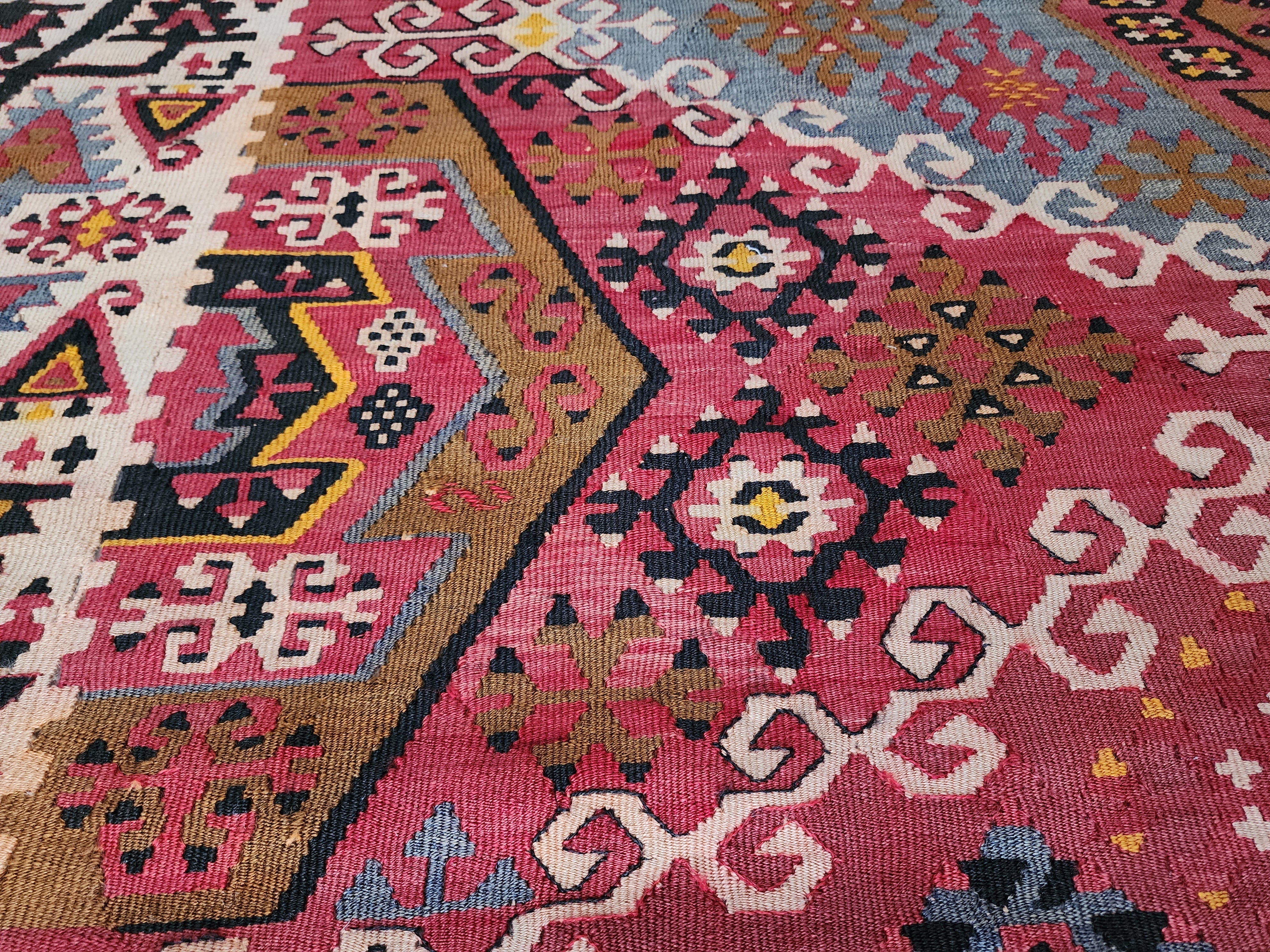 antique Sivas Wool Large Area Rug — styled view