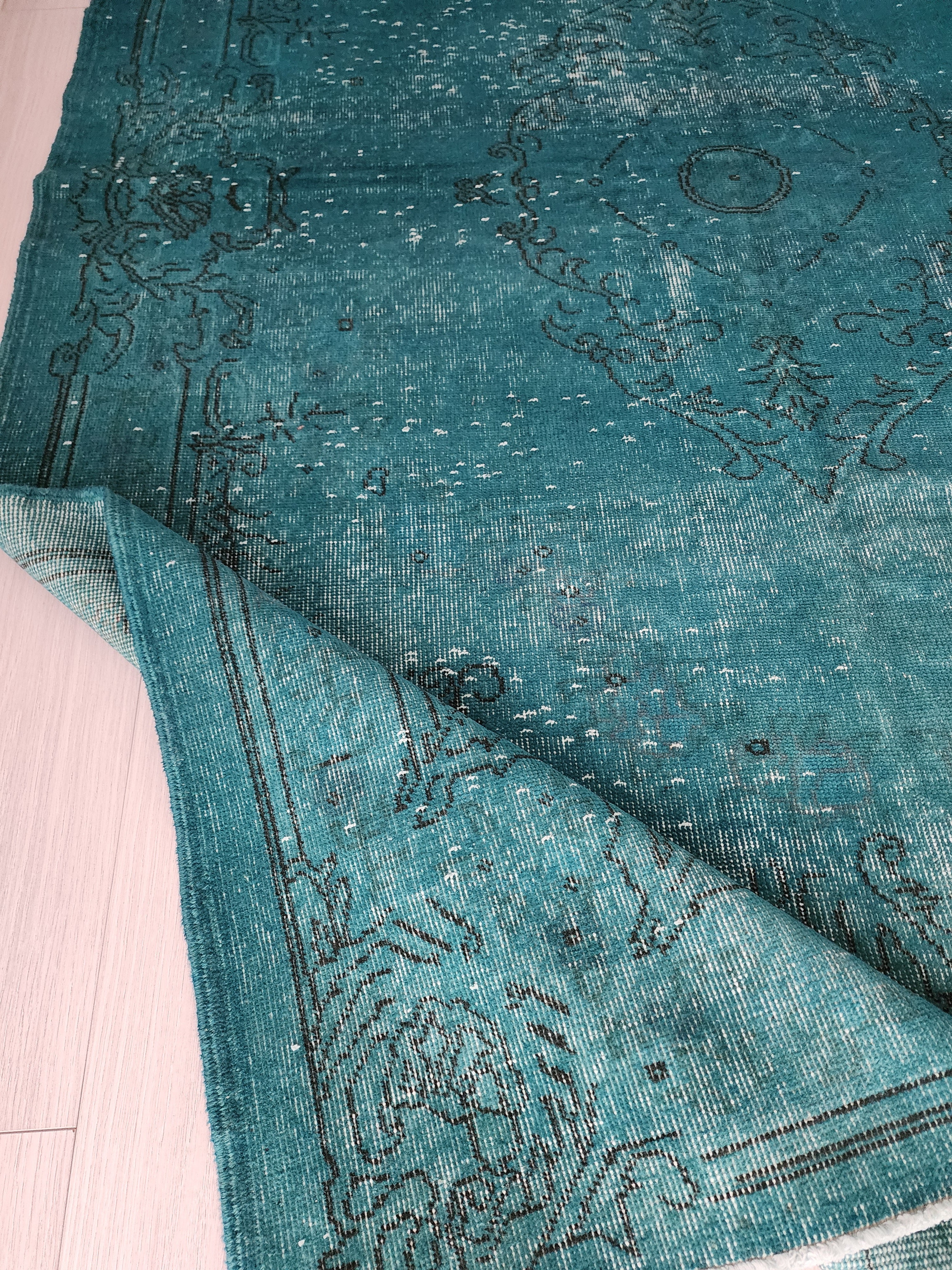 vintage Anatolian Wool Large Area Rug — back view