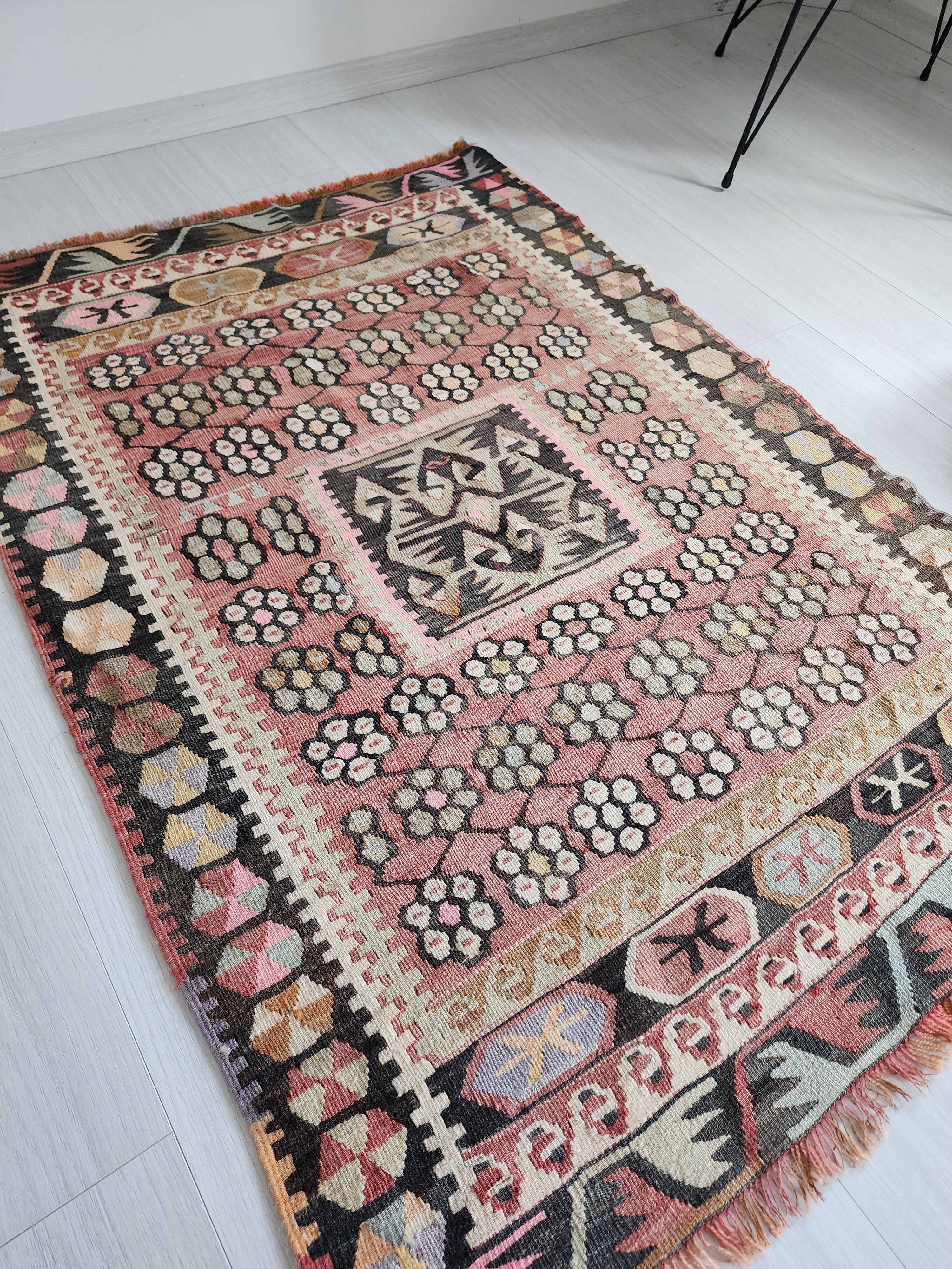 vintage Kilim Wool Small Rug — back view