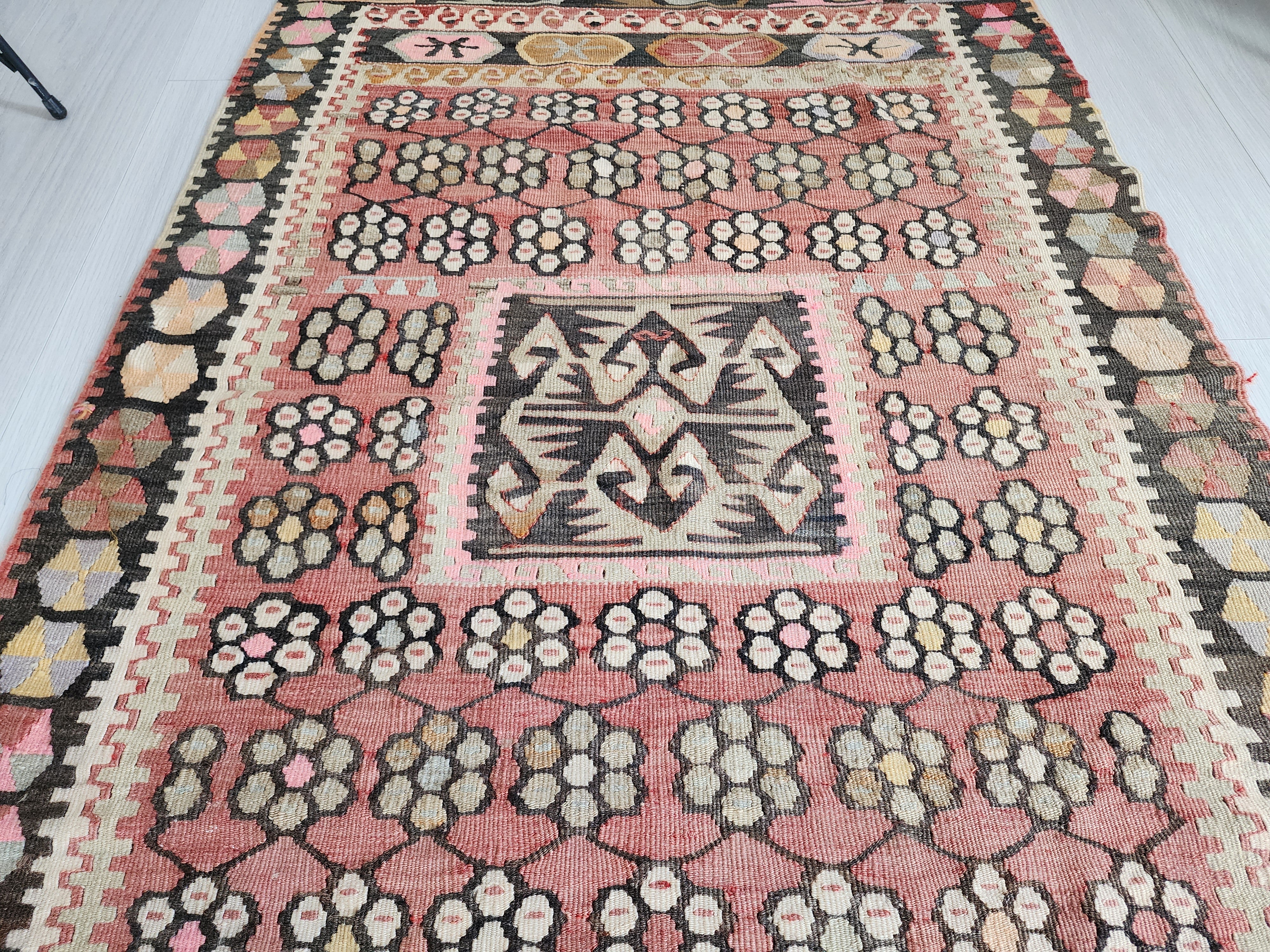 vintage Kilim Wool Small Rug — detail texture